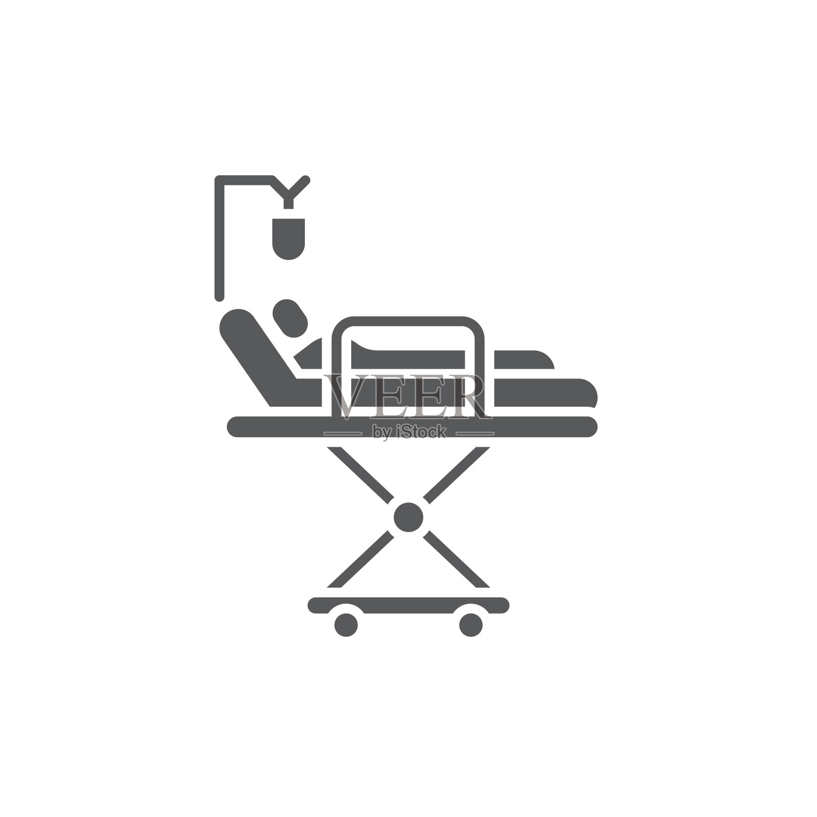 医院病床上病人输血矢量图标符号孤立在白色背景上插画图片素材