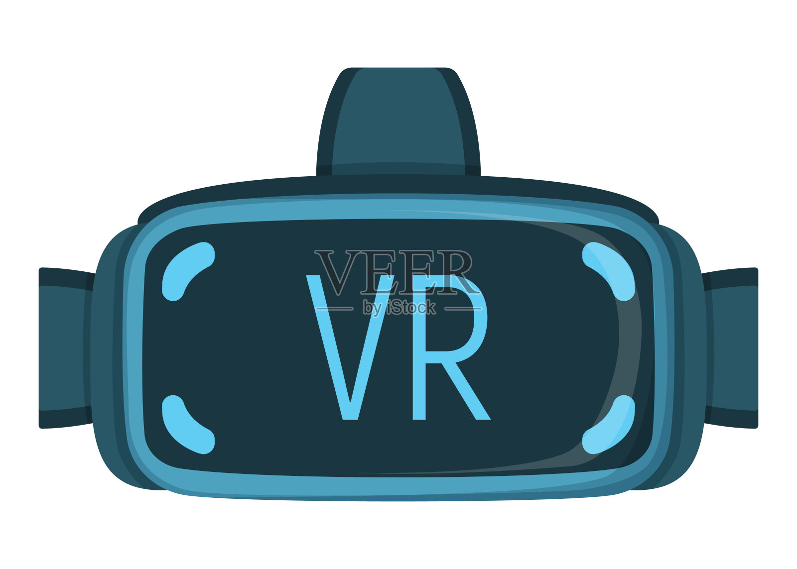 现代科技智能眼镜，硬件虚拟和增强现实孤立在白色，平面矢量插图。未来的设备远程通讯小工具。插画图片素材