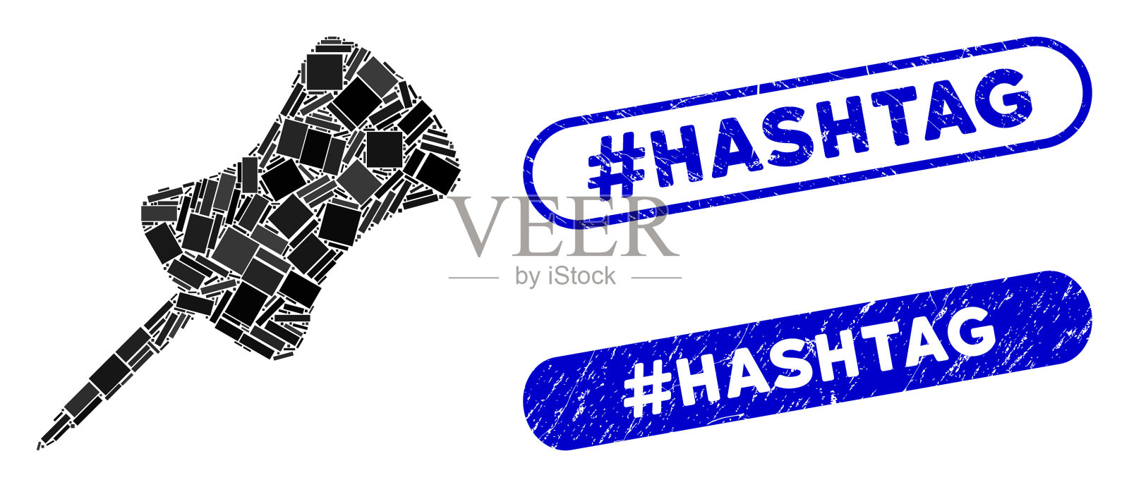 矩形马赛克针与纹理hashtaghashtag插画图片素材