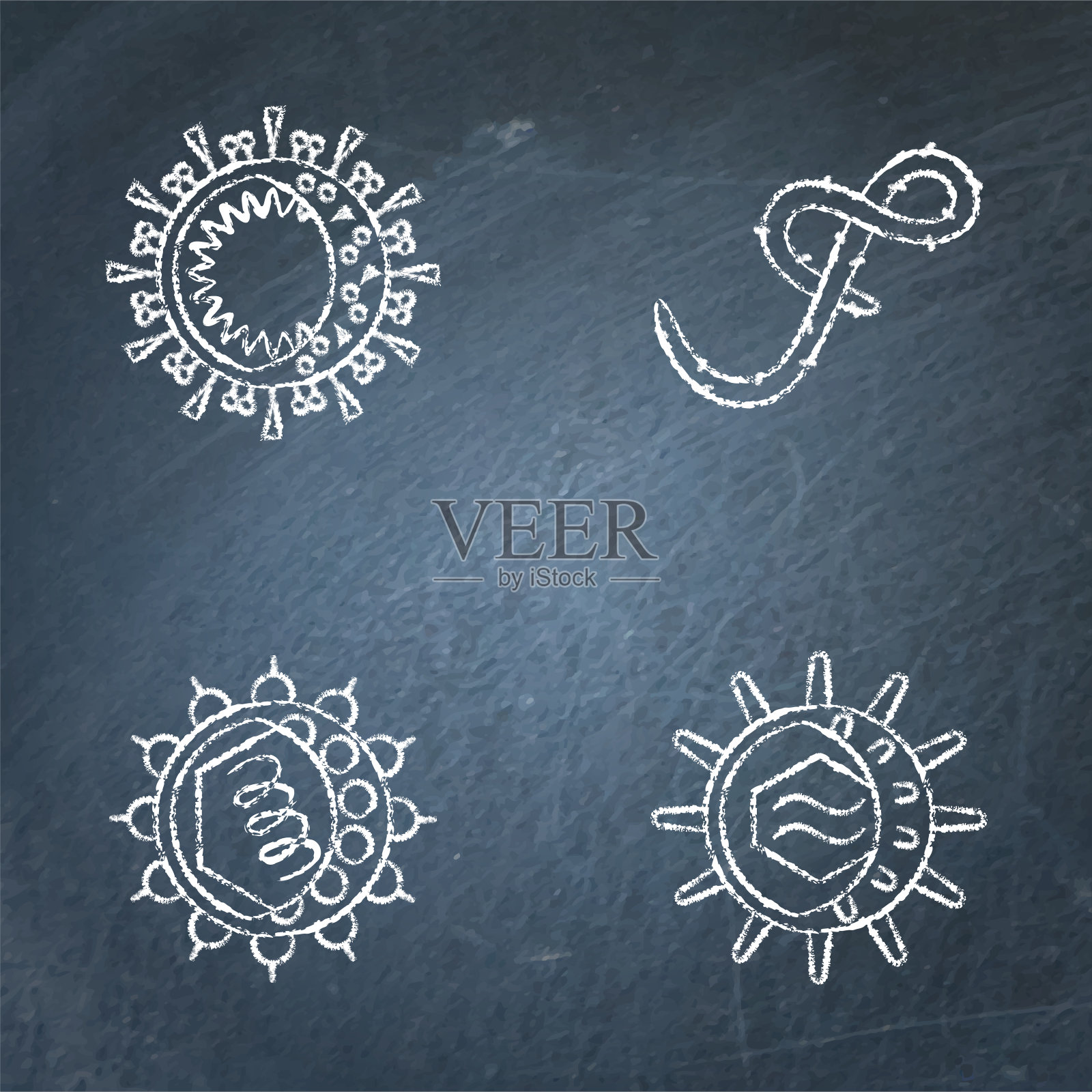 线形黑板病毒图标集合插画图片素材