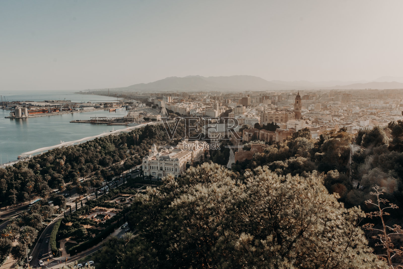 马拉加鸟瞰图照片摄影图片