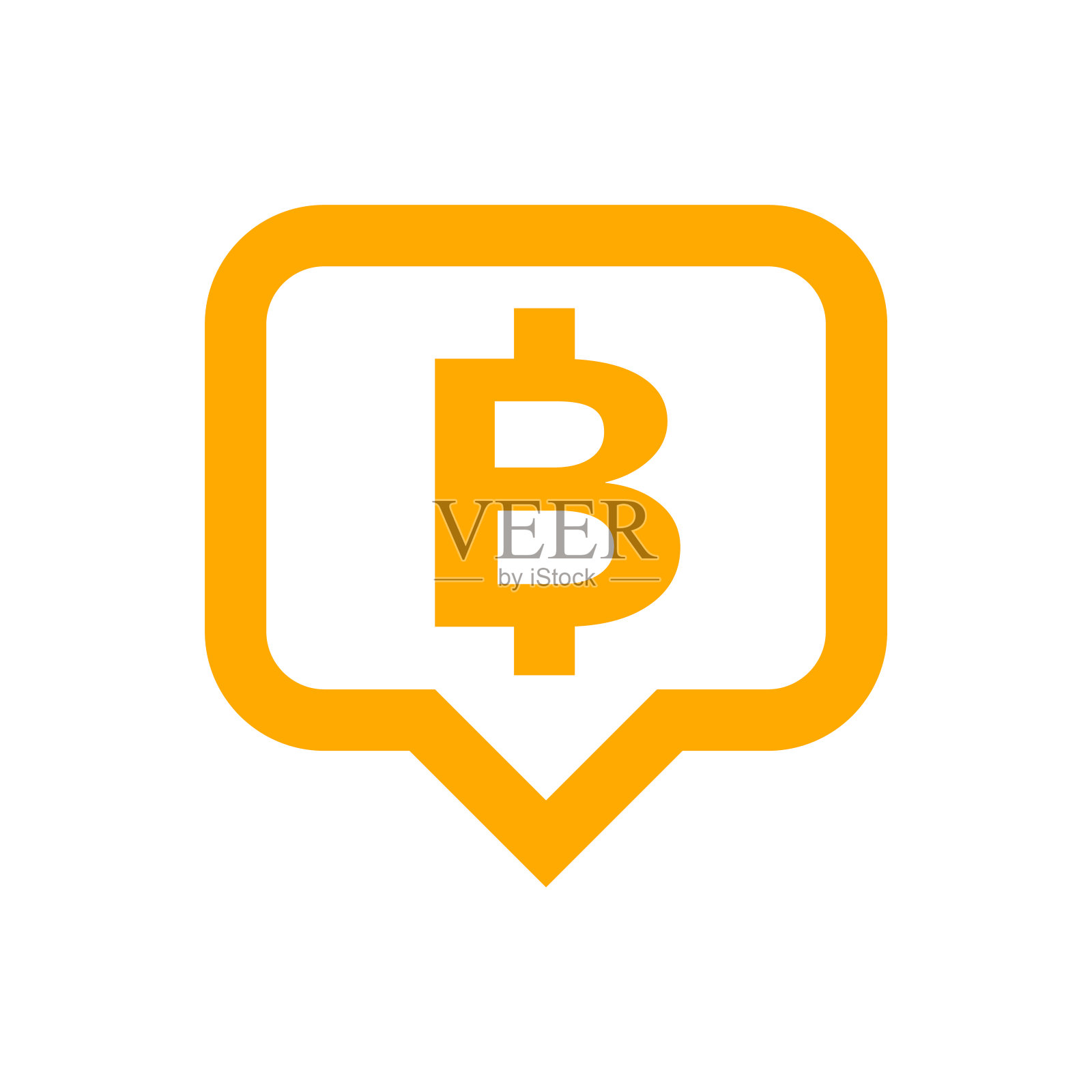 货币货币以语音泡沫方形为图标，泰铢币为扁平图标样式，泰铢符号为橙色，插图货币奖章为泰铢黄金插画图片素材