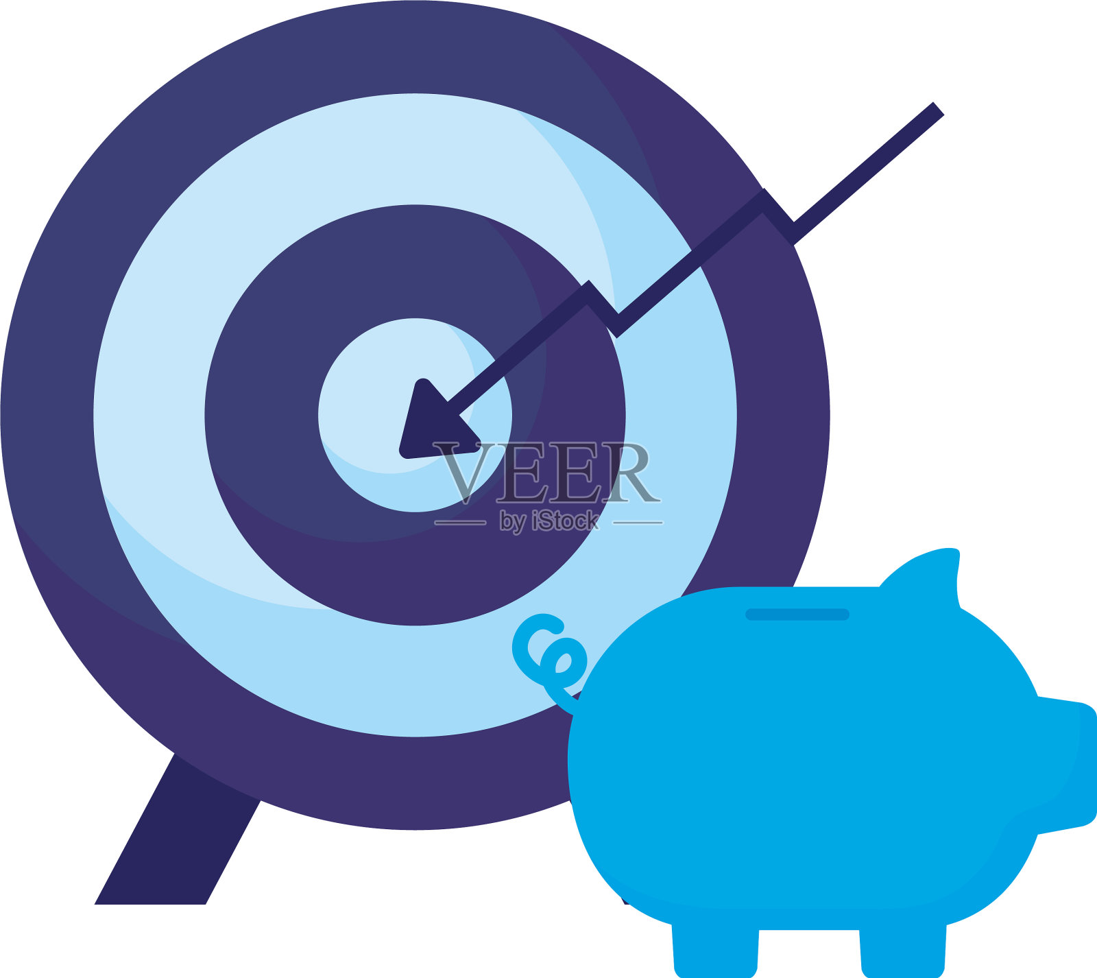 孤立的金钱小猪和目标设计设计元素图片