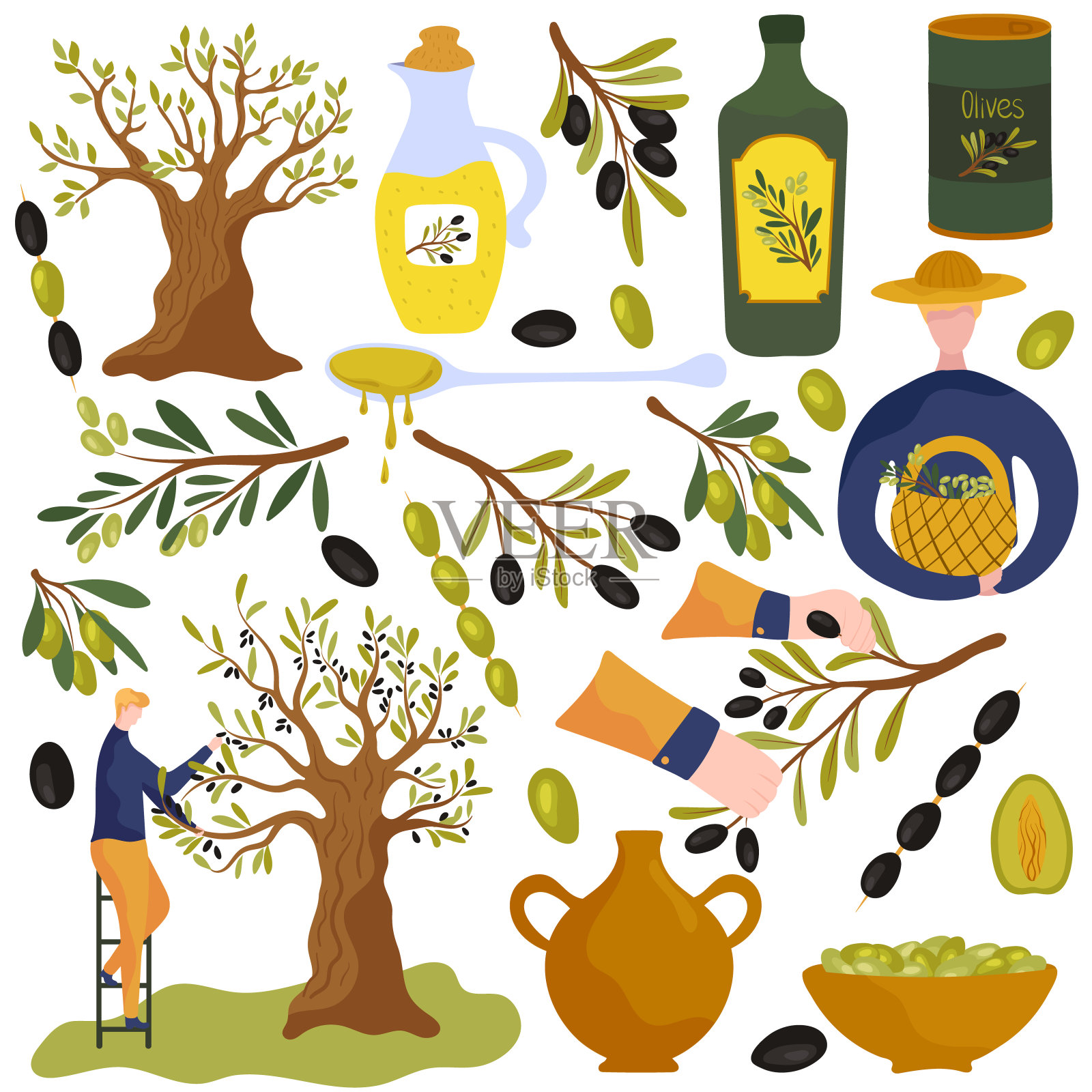 橄榄油产品，孤立图标矢量插图插画图片素材