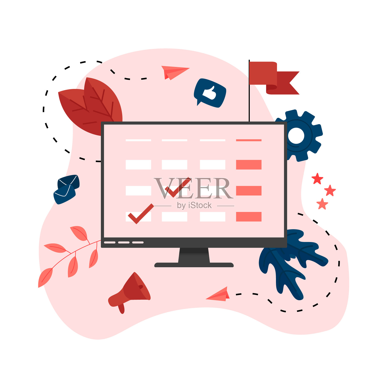 平面设计的业务日历手机上的事件，提醒和计划插画图片素材