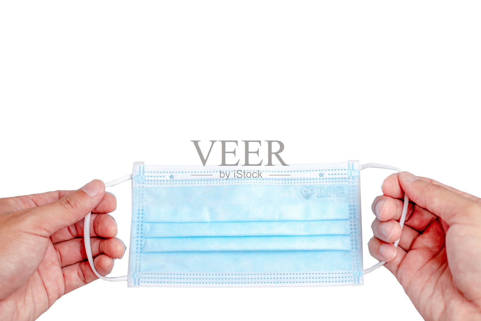 冠状病毒-新型冠状病毒蓝色医用口罩。防护口罩，防止污染、病毒、流感和冠状病毒。保健和外科概念。白色背景上的蓝色医用口罩照片摄影图片