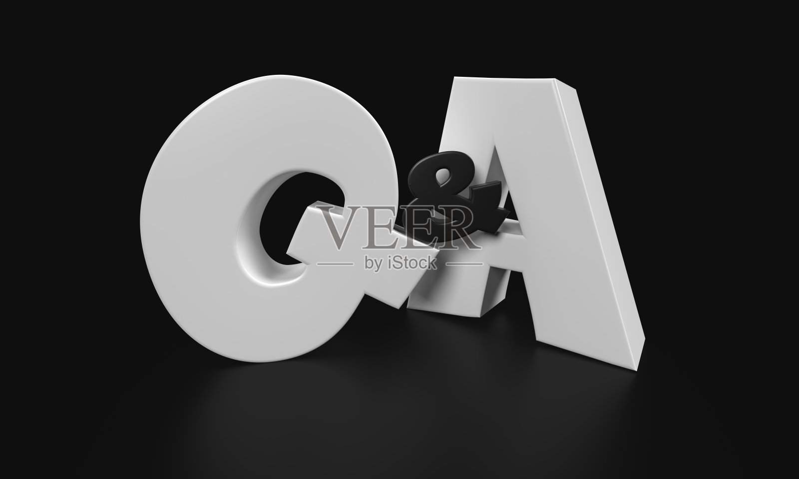 Q & A字母(带有剪切路径的3D渲染)照片摄影图片