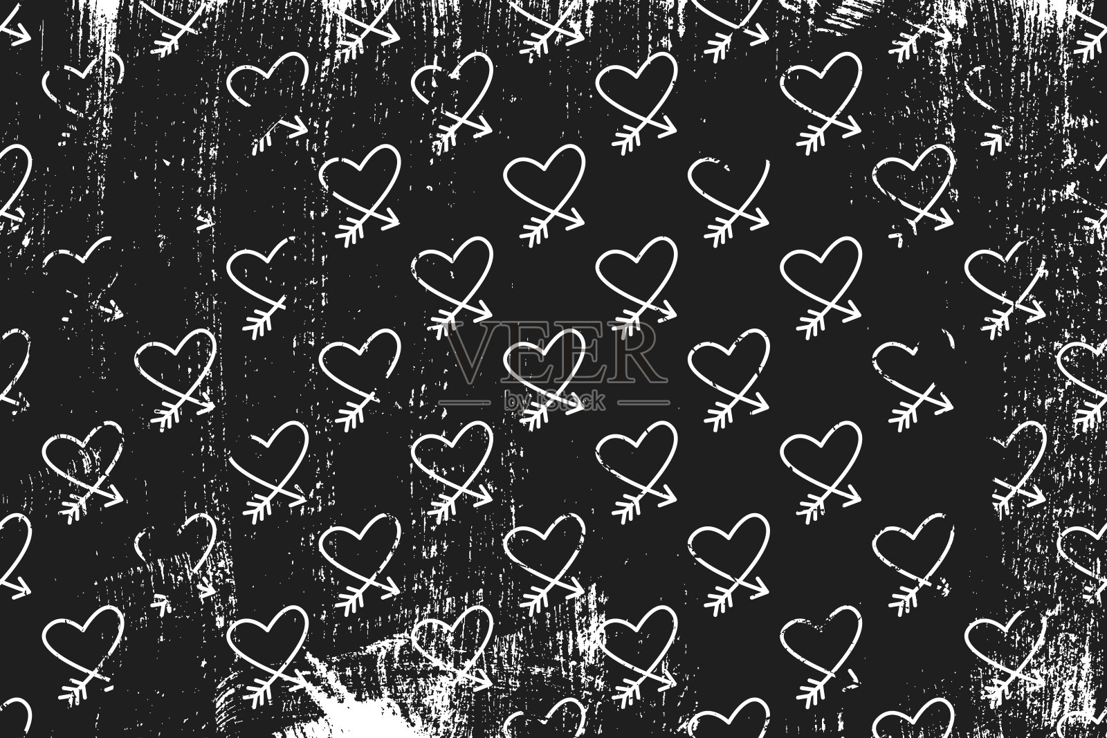 垃圾图案与线条艺术图标的丘比特的心插画图片素材