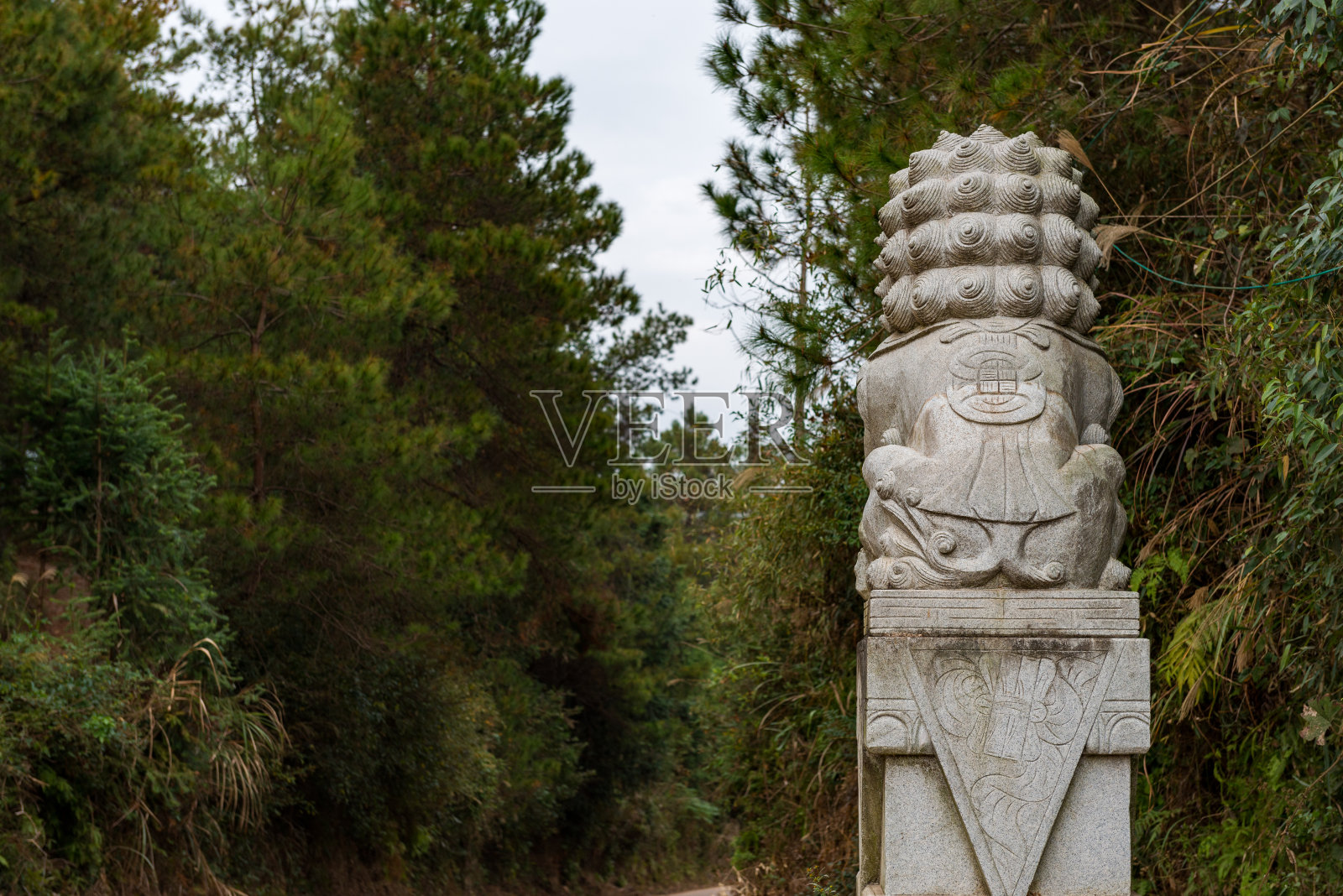 一尊中国石狮雕塑照片摄影图片