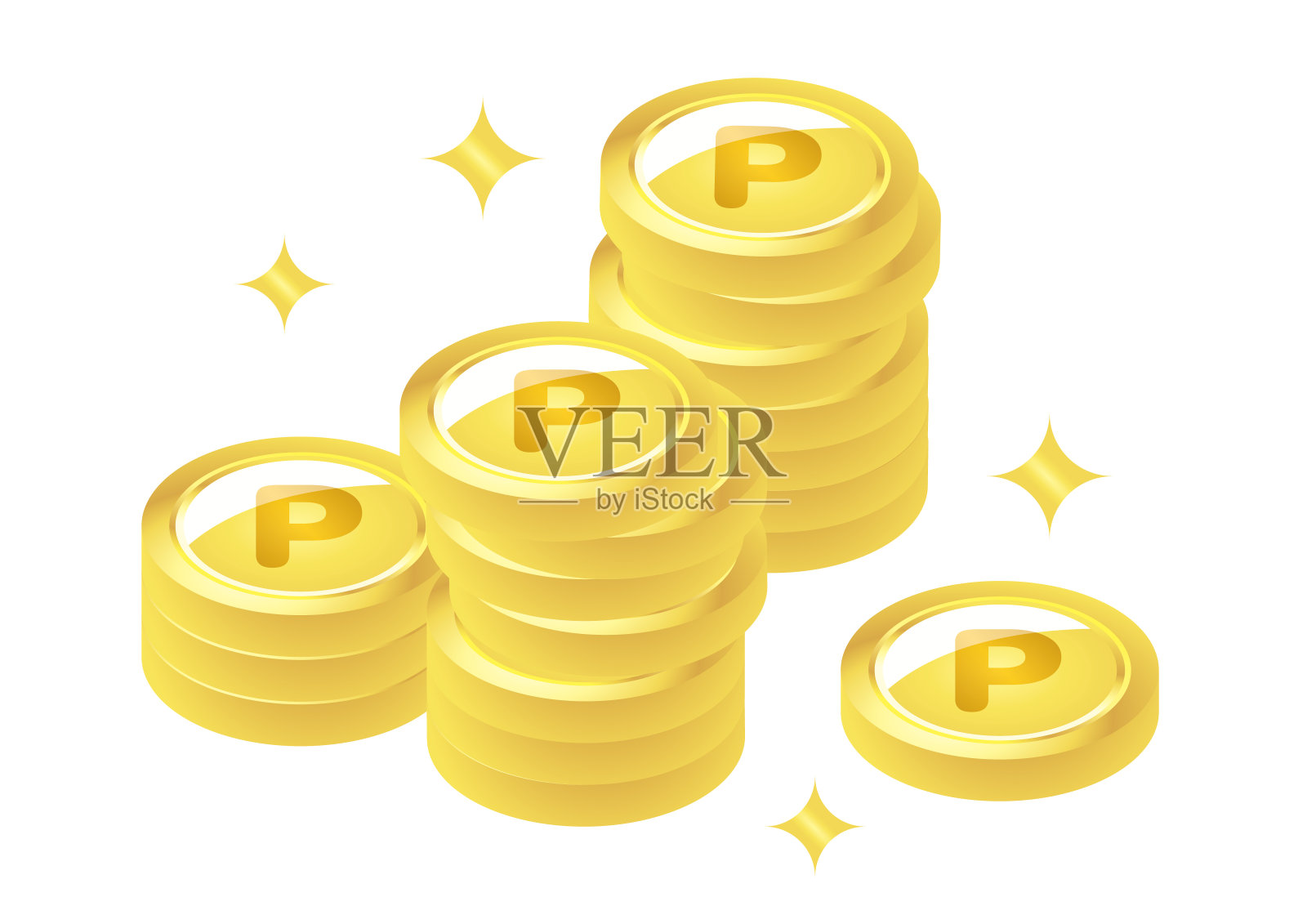 背景处有很多硬币插画图片素材