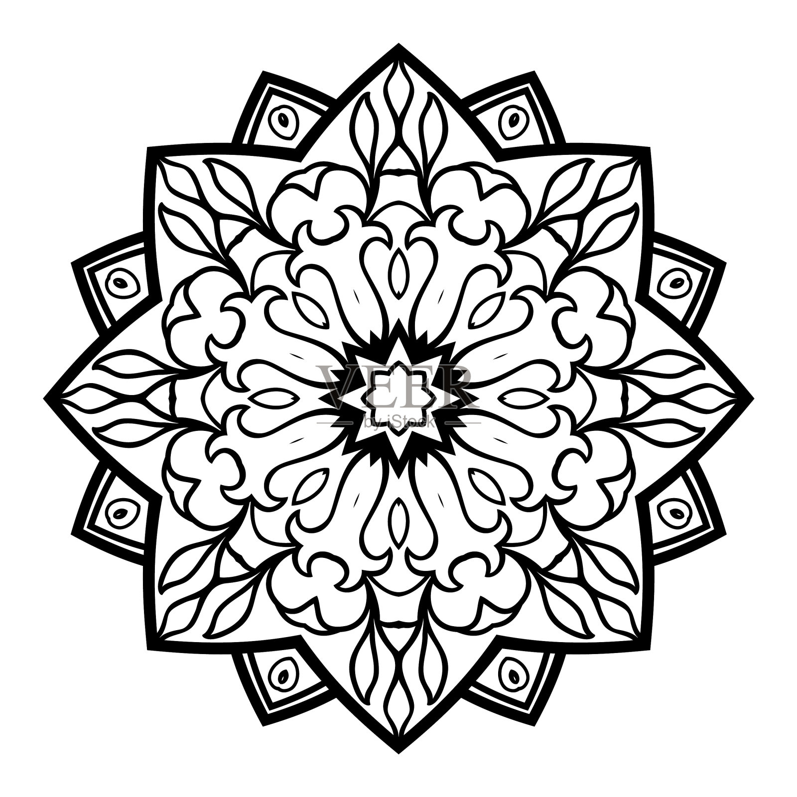 东方抽象的曼荼罗插画图片素材