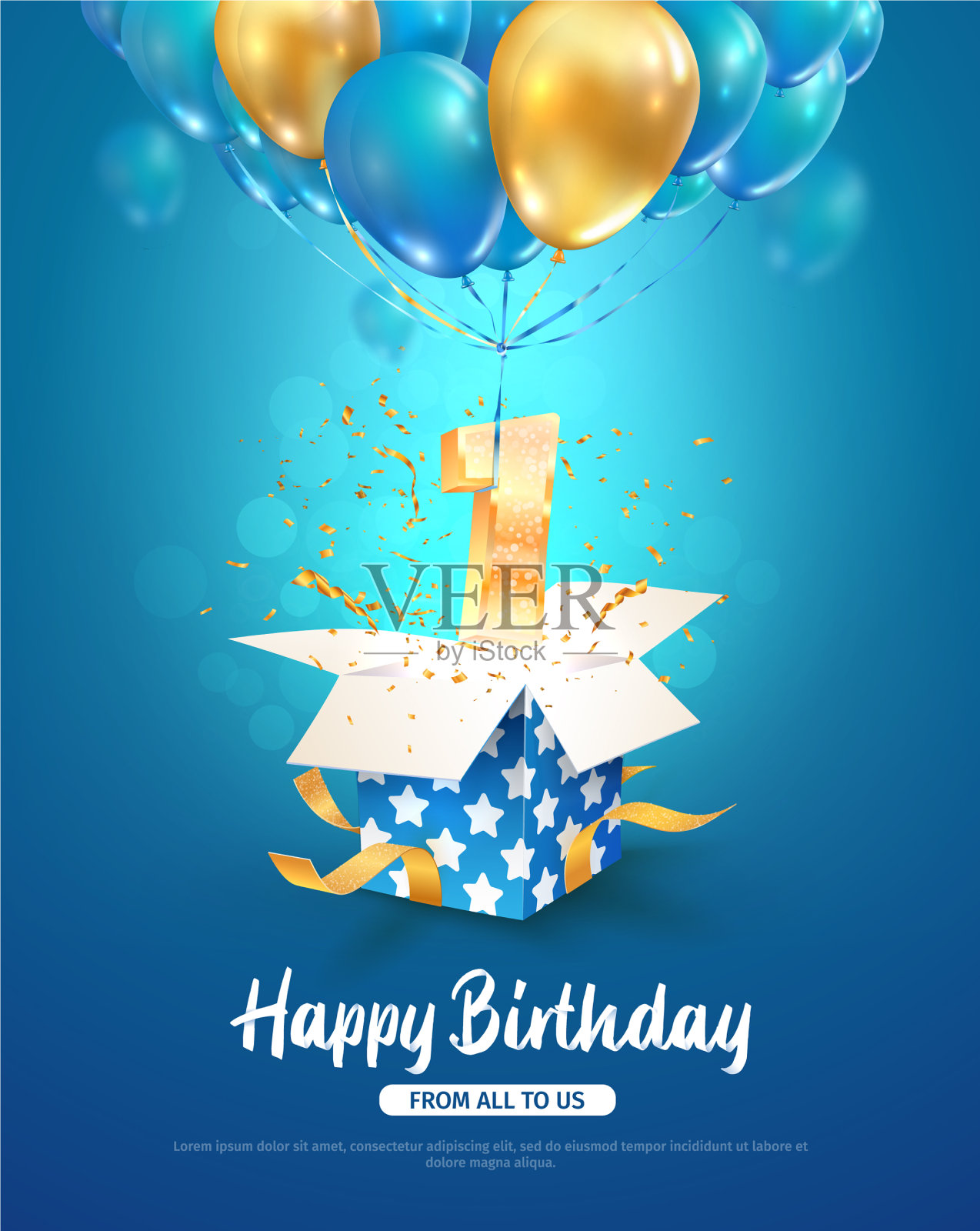 庆祝一周岁生日3d设计模板素材