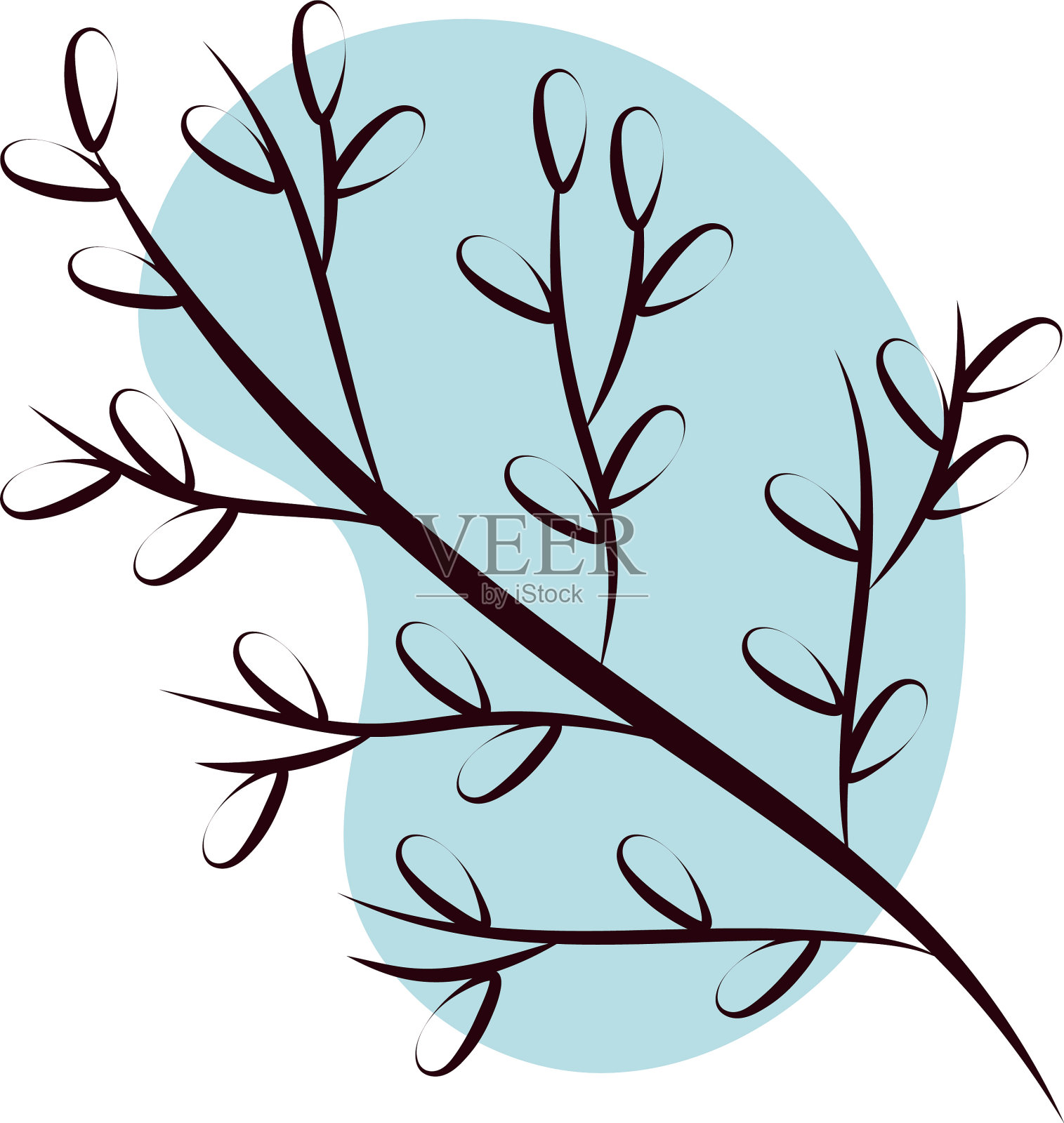 用叶枝手绘风格设计元素图片