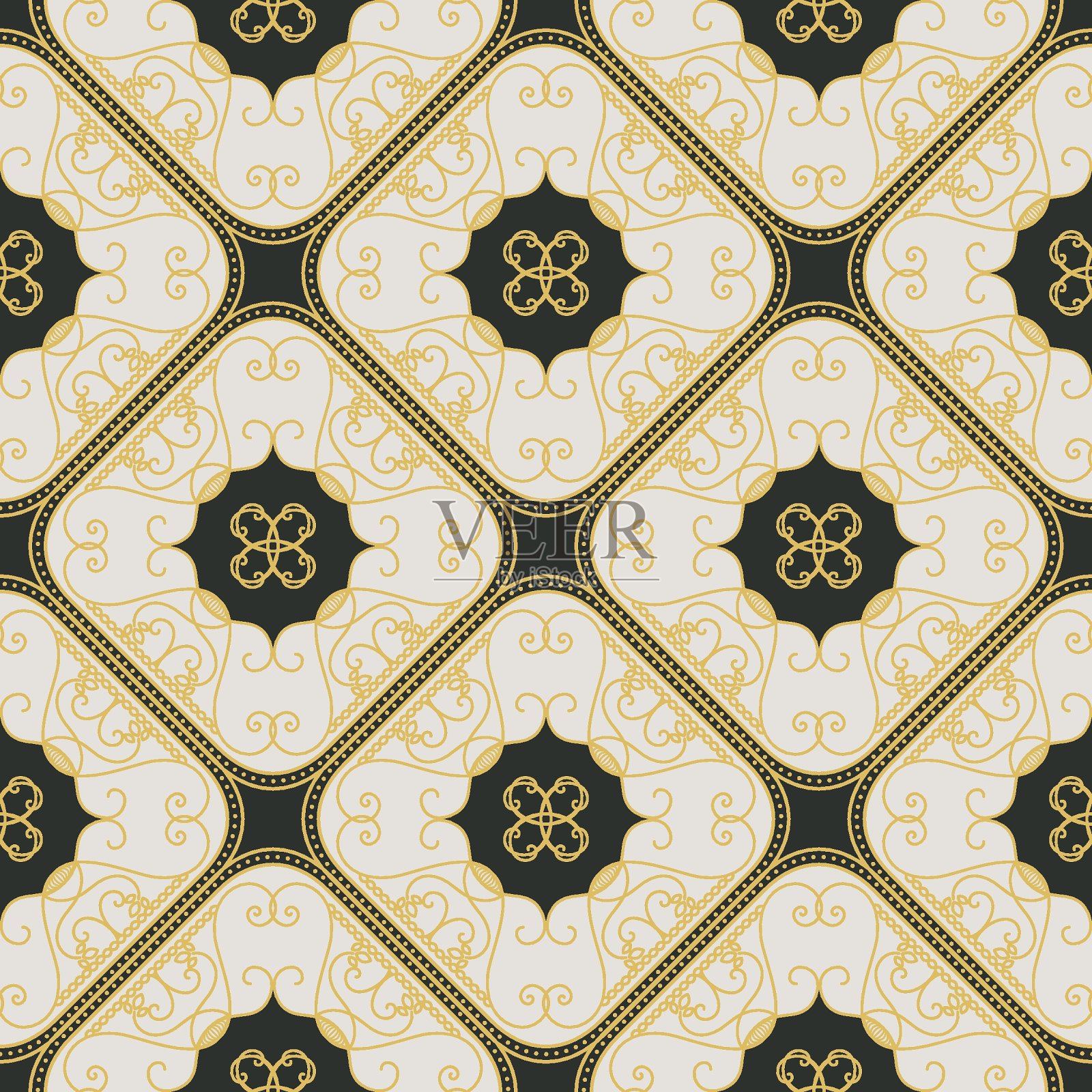 复古阿拉伯几何无缝图案插画图片素材