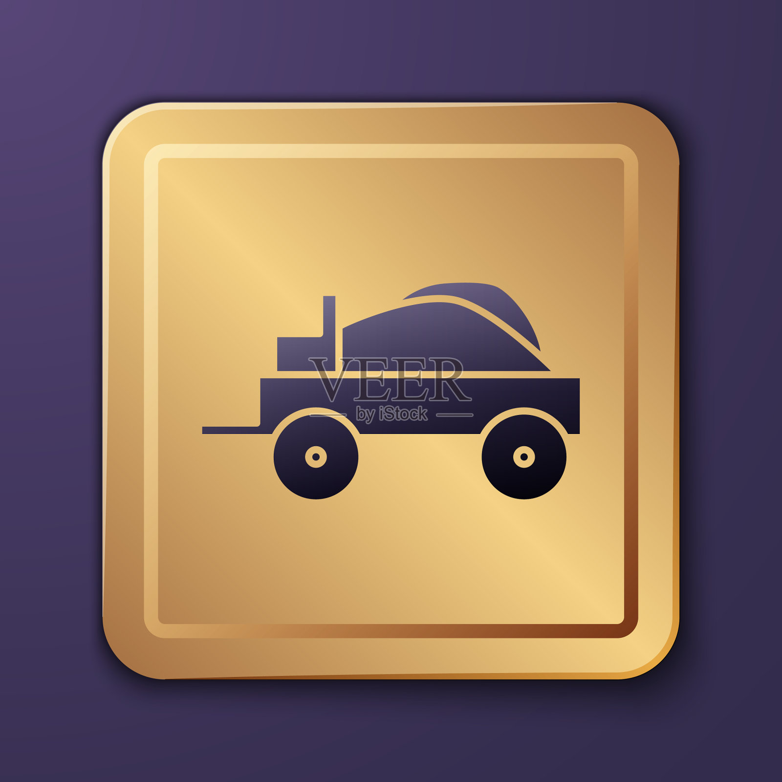 紫色狂野西部覆盖马车图标孤立插画图片素材