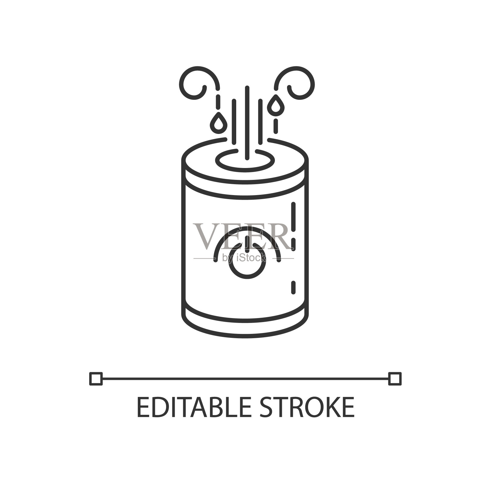 空气滤清器像素完美线性图标。家用加湿器、家用电离器、水蒸发器。细线可定制的插图。轮廓的象征。矢量孤立轮廓绘制。可编辑的中风插画图片素材