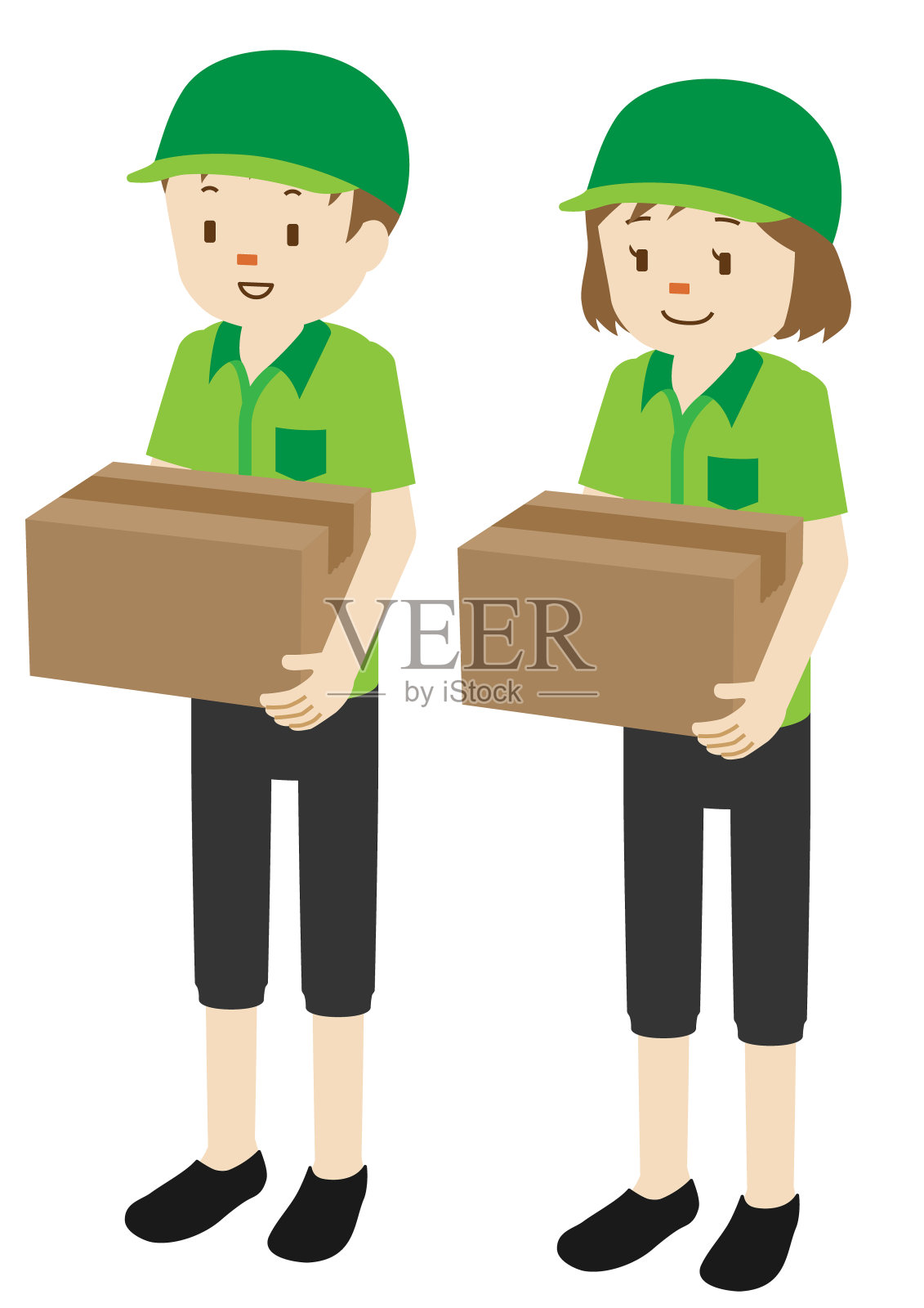 男性和女性快递员的插图插画图片素材
