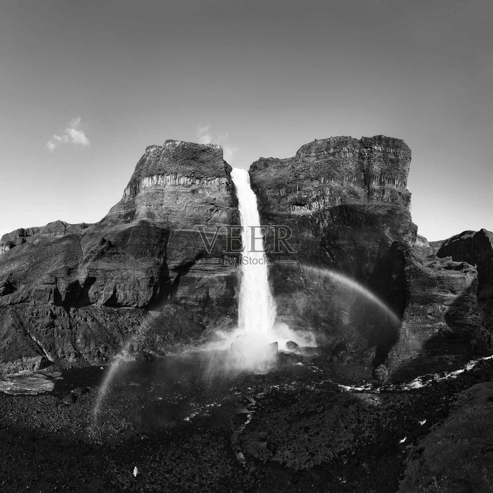 海夫斯瀑布在冰岛高地，鸟瞰图。壮观的瀑布景观在landmanalaugar峡谷照片摄影图片