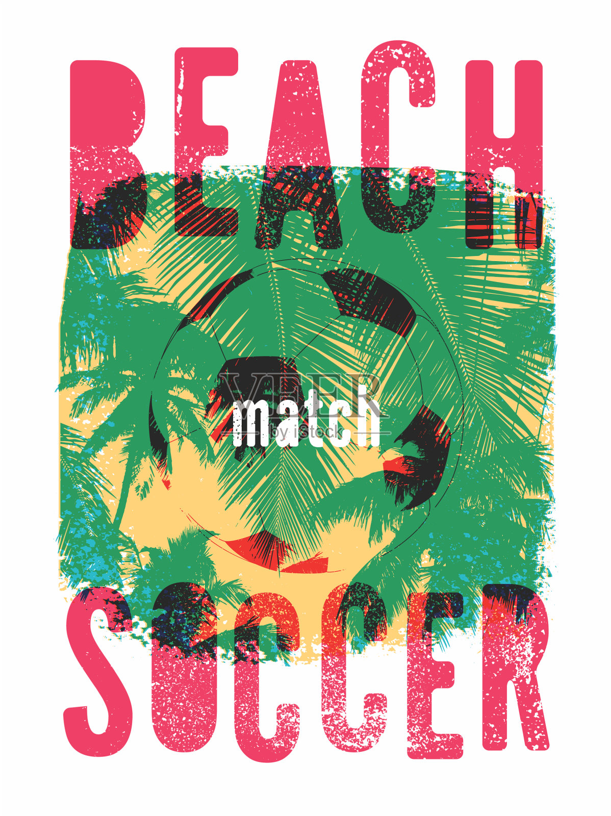 沙滩足球排印垃圾摇滚风格海报设计模板素材