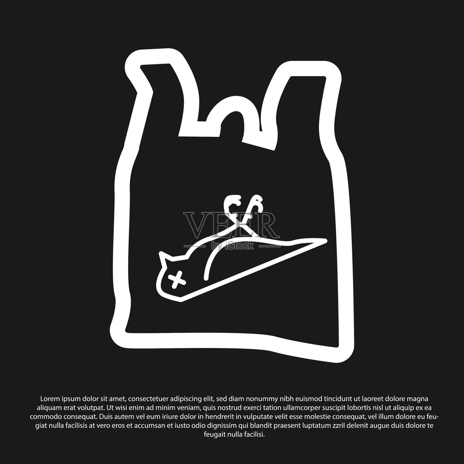 黑色死鸟塑料图标孤立在黑色上插画图片素材