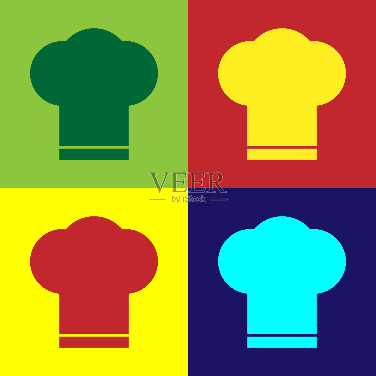 颜色厨师帽子图标孤立的颜色背景图标素材