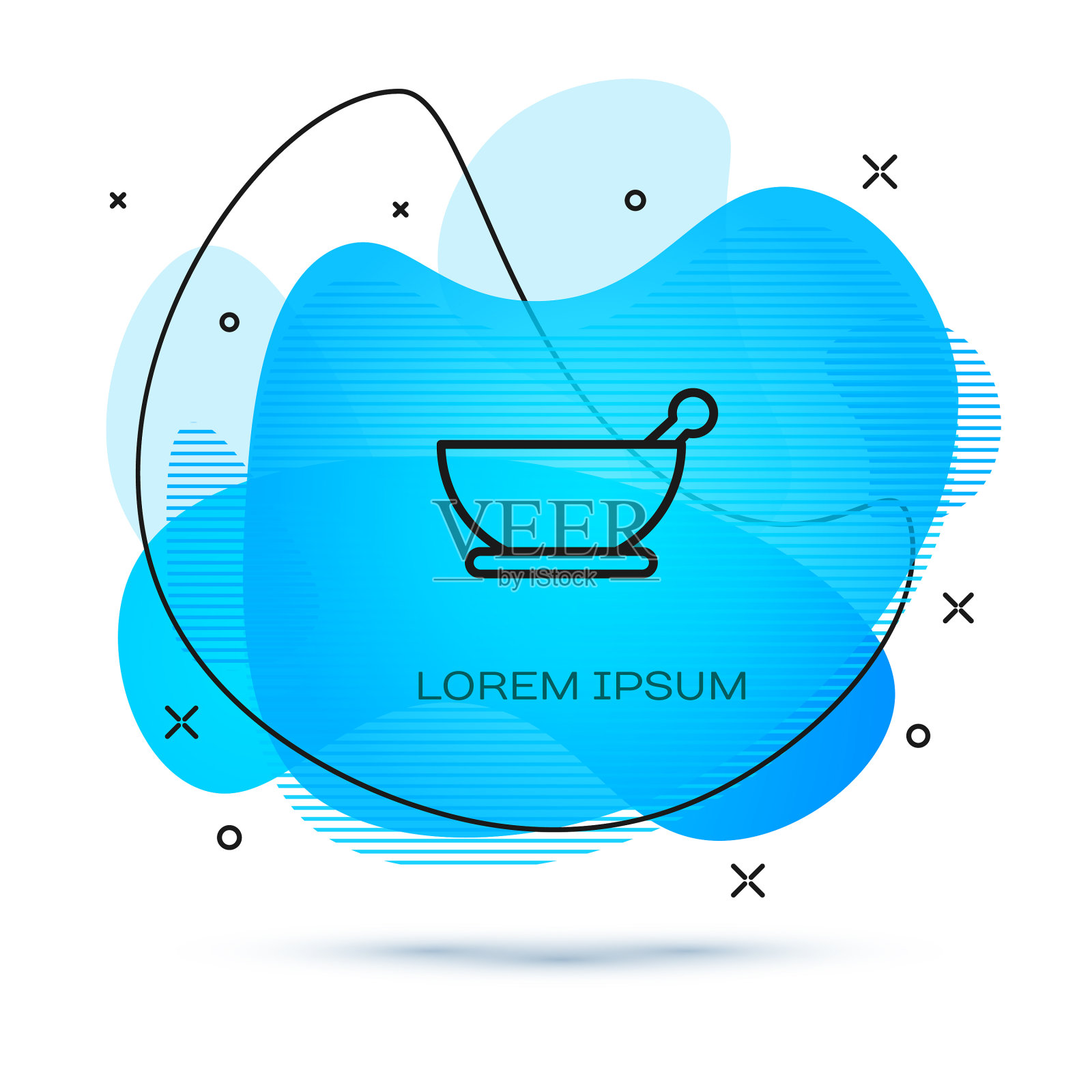 线臼和杵的图标孤立在白色插画图片素材