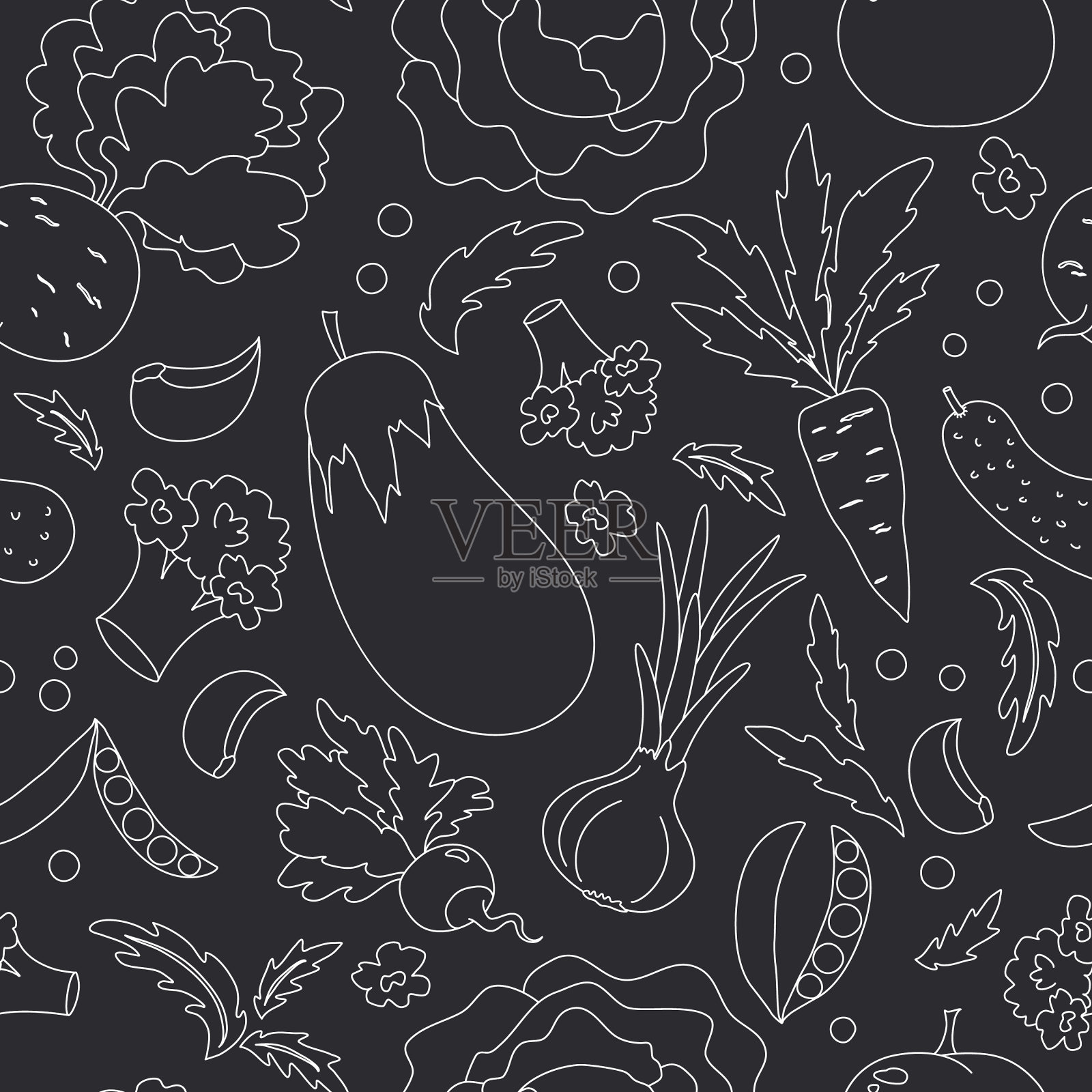 无缝图案手绘蔬菜插画图片素材