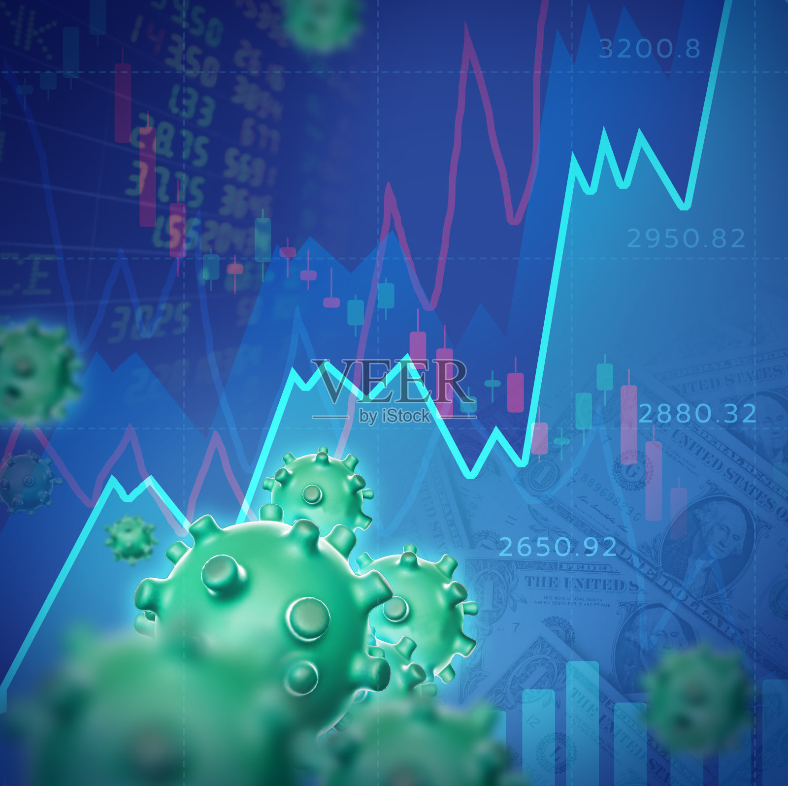 股票市场呈上升趋势。折线图照片摄影图片