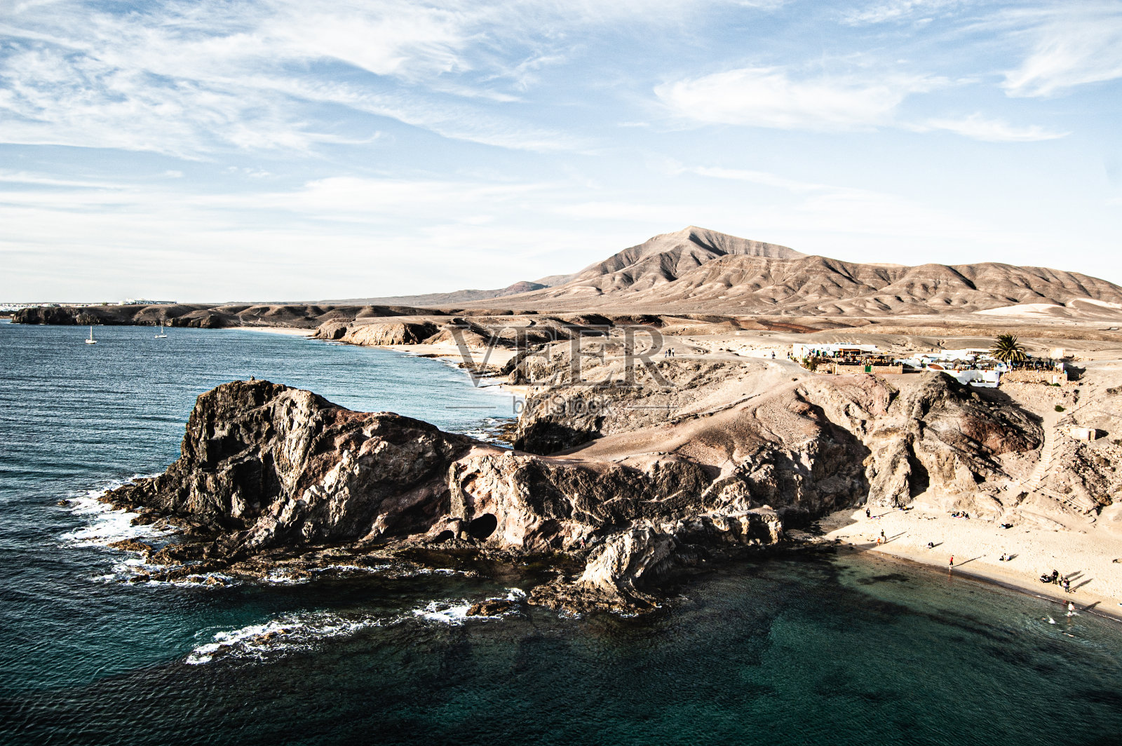 游船上沙滩,兰萨罗特岛照片摄影图片