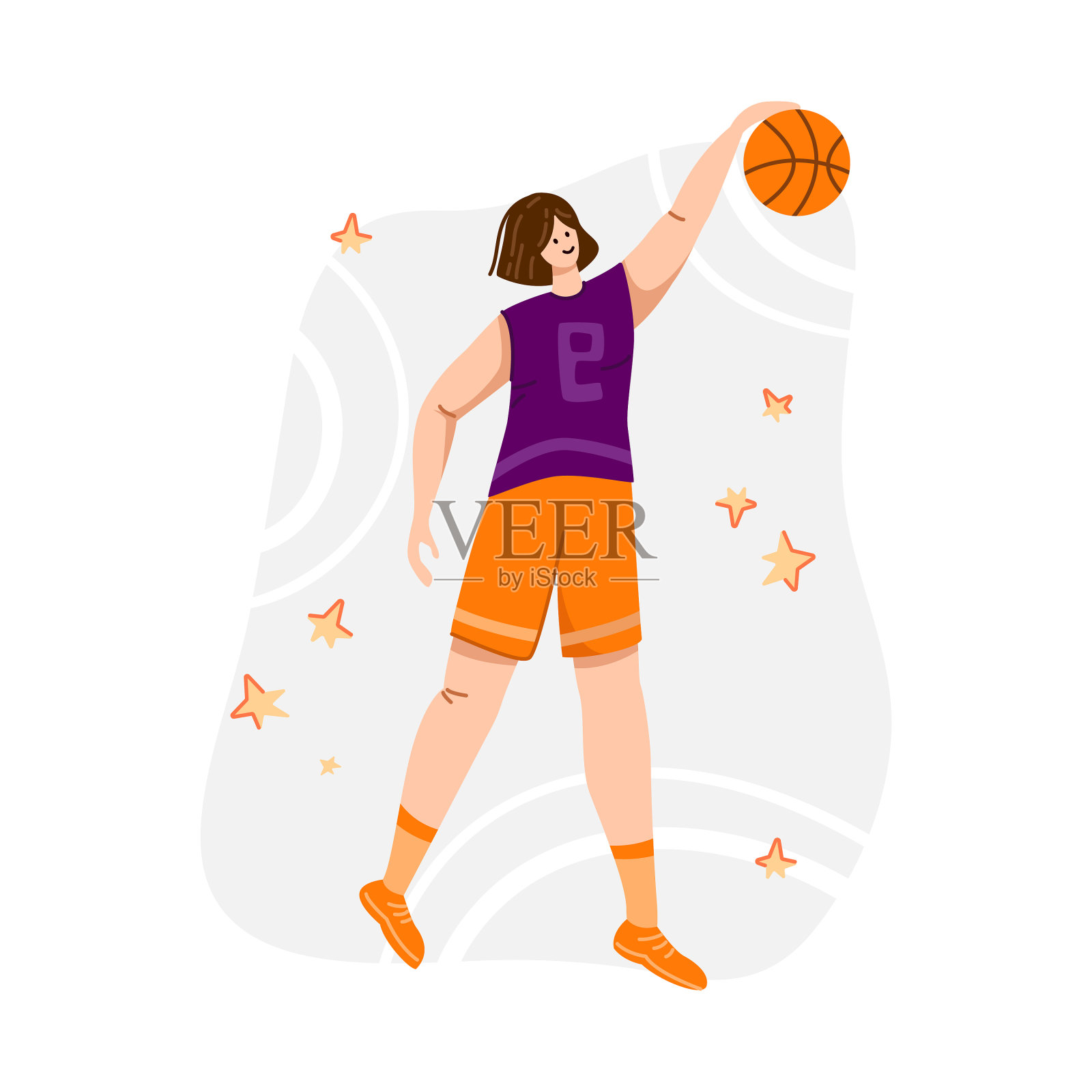 女子篮球运动员运动概念设计元素图片