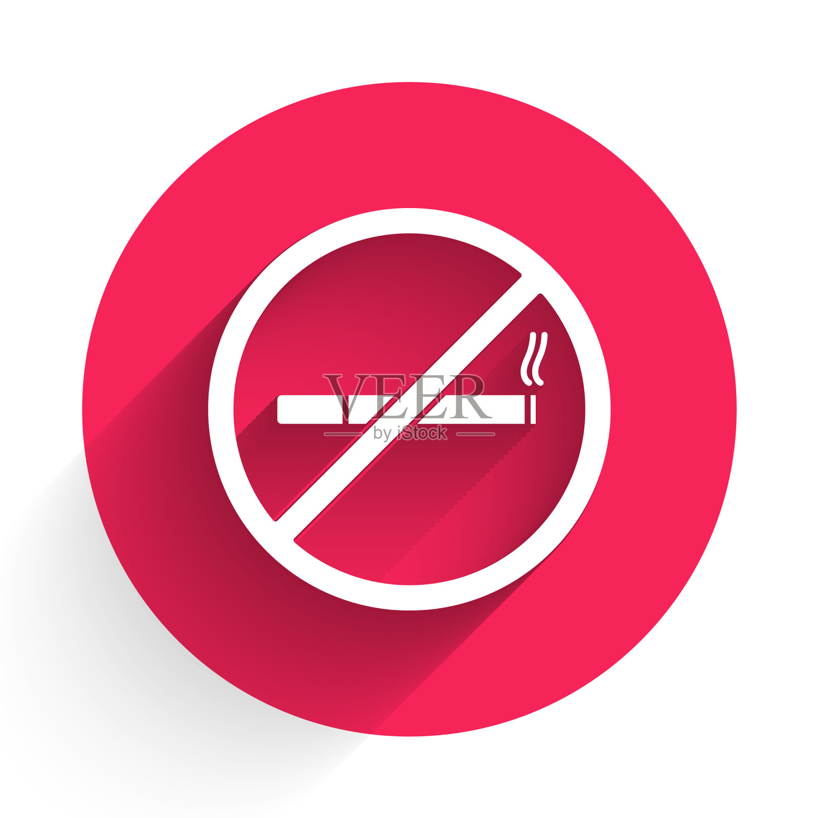 白色不吸烟图标孤立与长影子插画图片素材