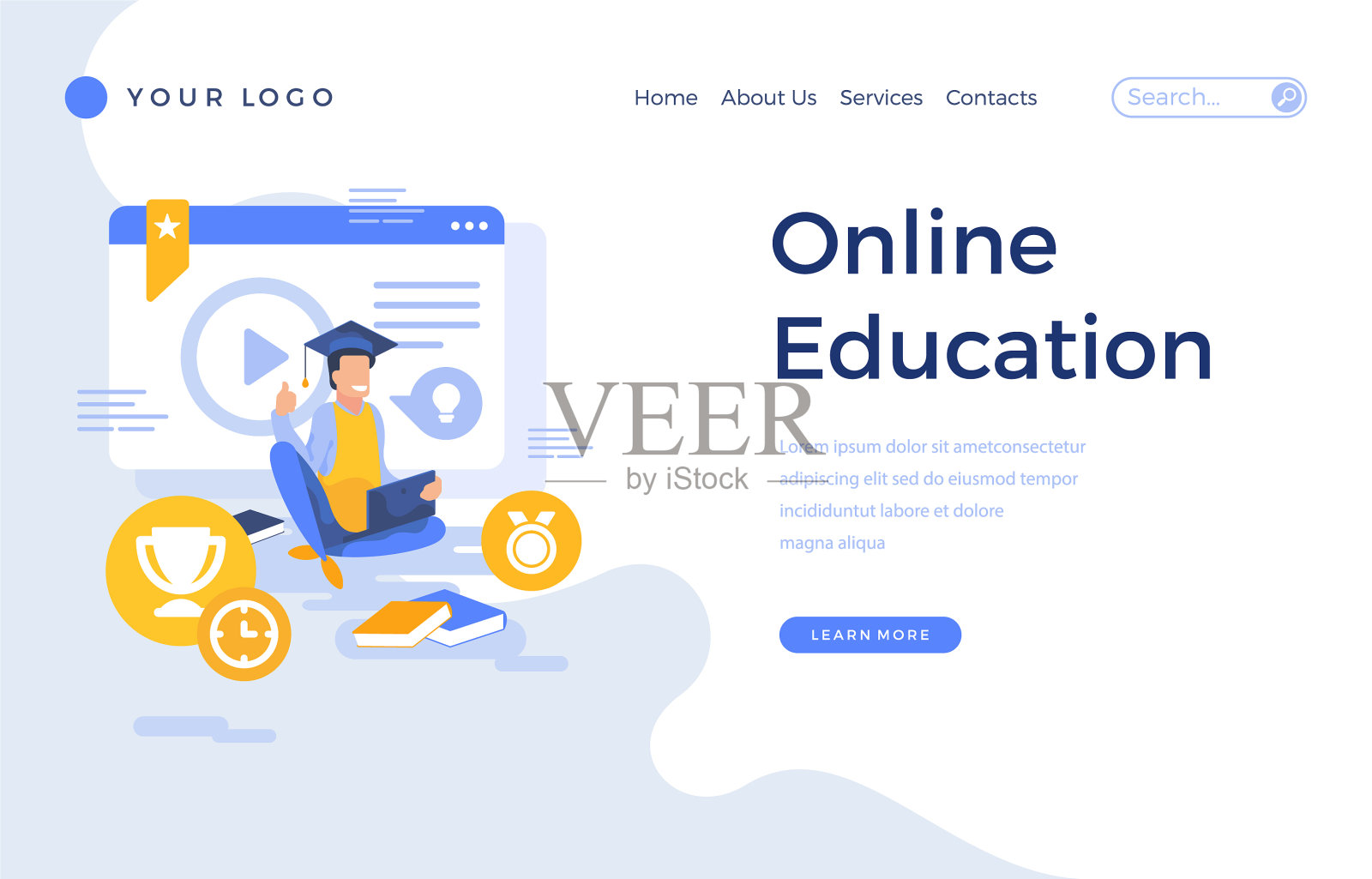 登陆页面模板在线教育概念设计模板素材