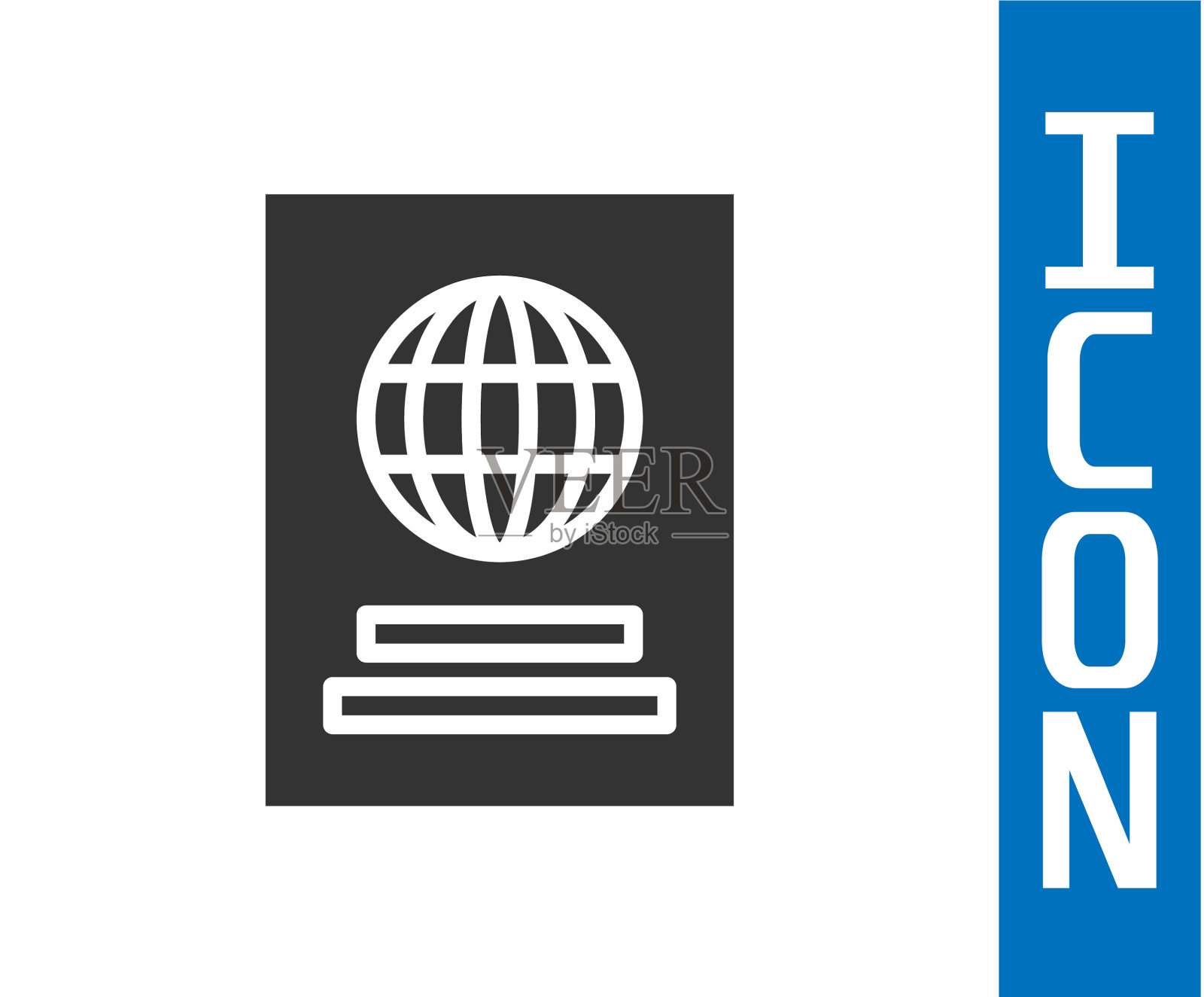 灰色护照，生物识别数据图标隔离插画图片素材