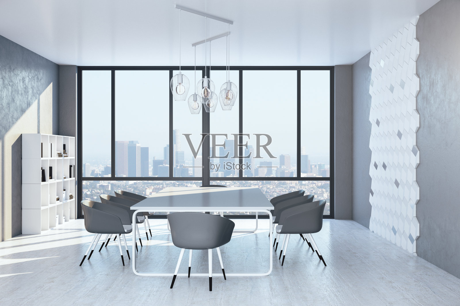 当代会议室室内与城市景观照片摄影图片