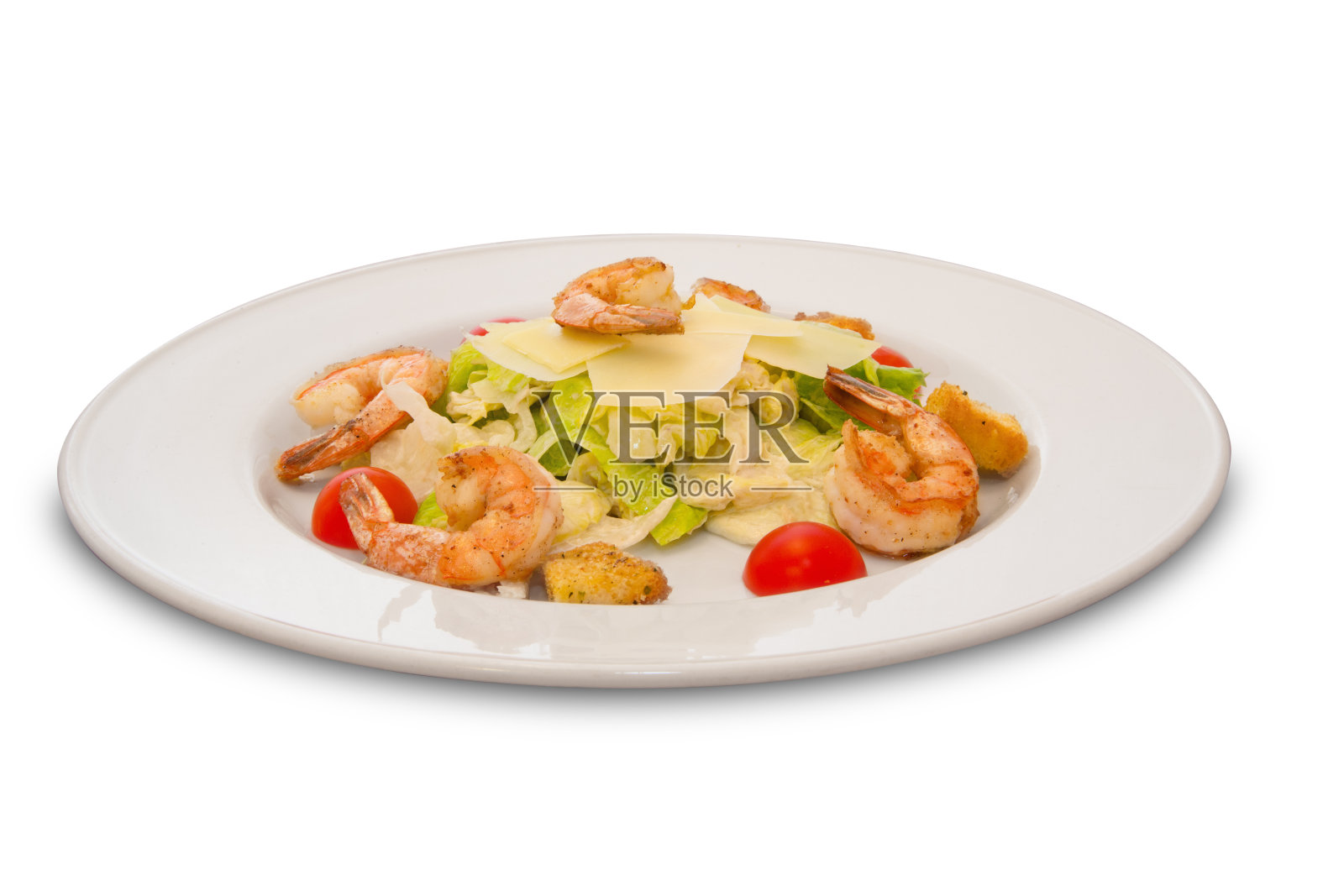 虾仁凯撒沙拉照片摄影图片