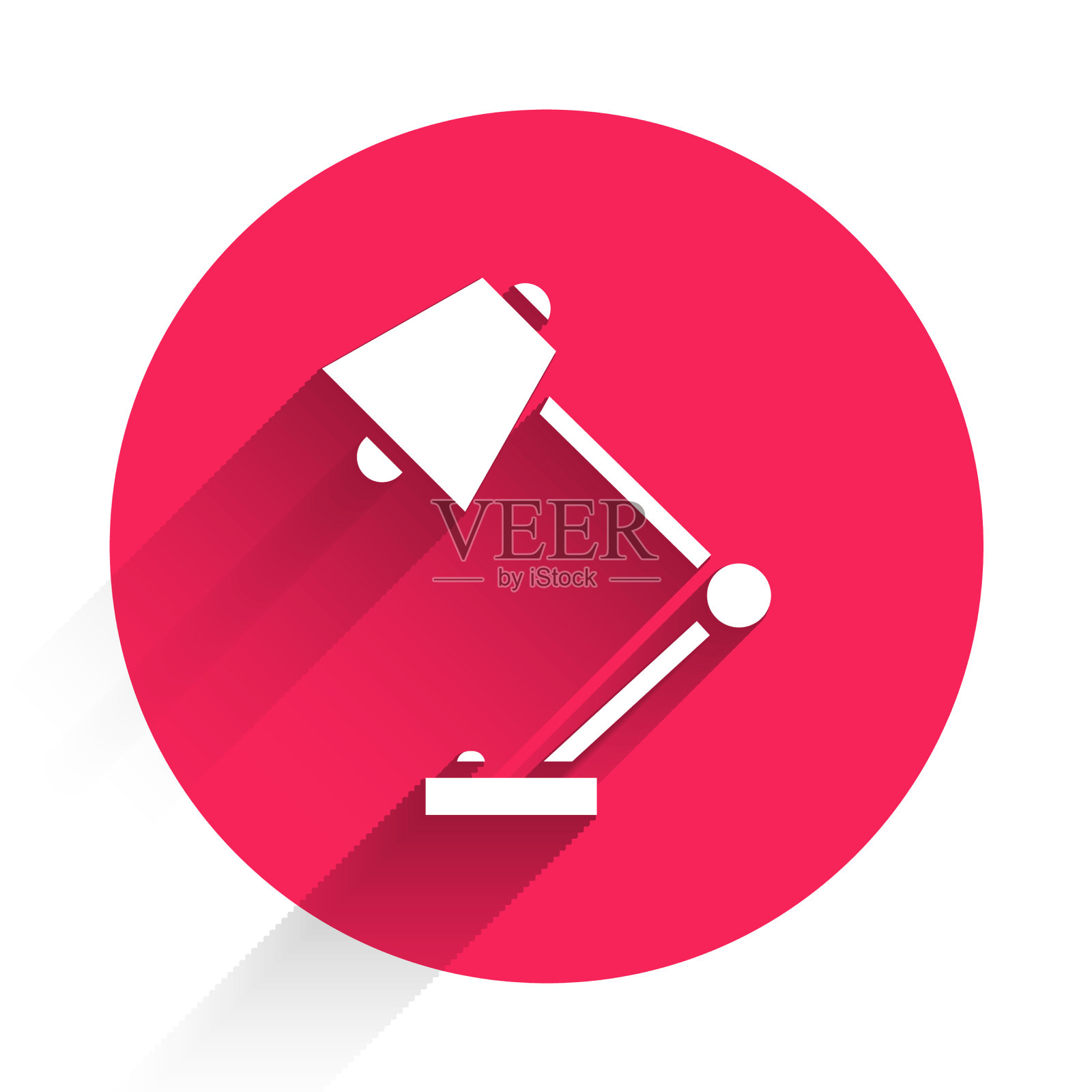 白色台灯图标孤立与长影子插画图片素材