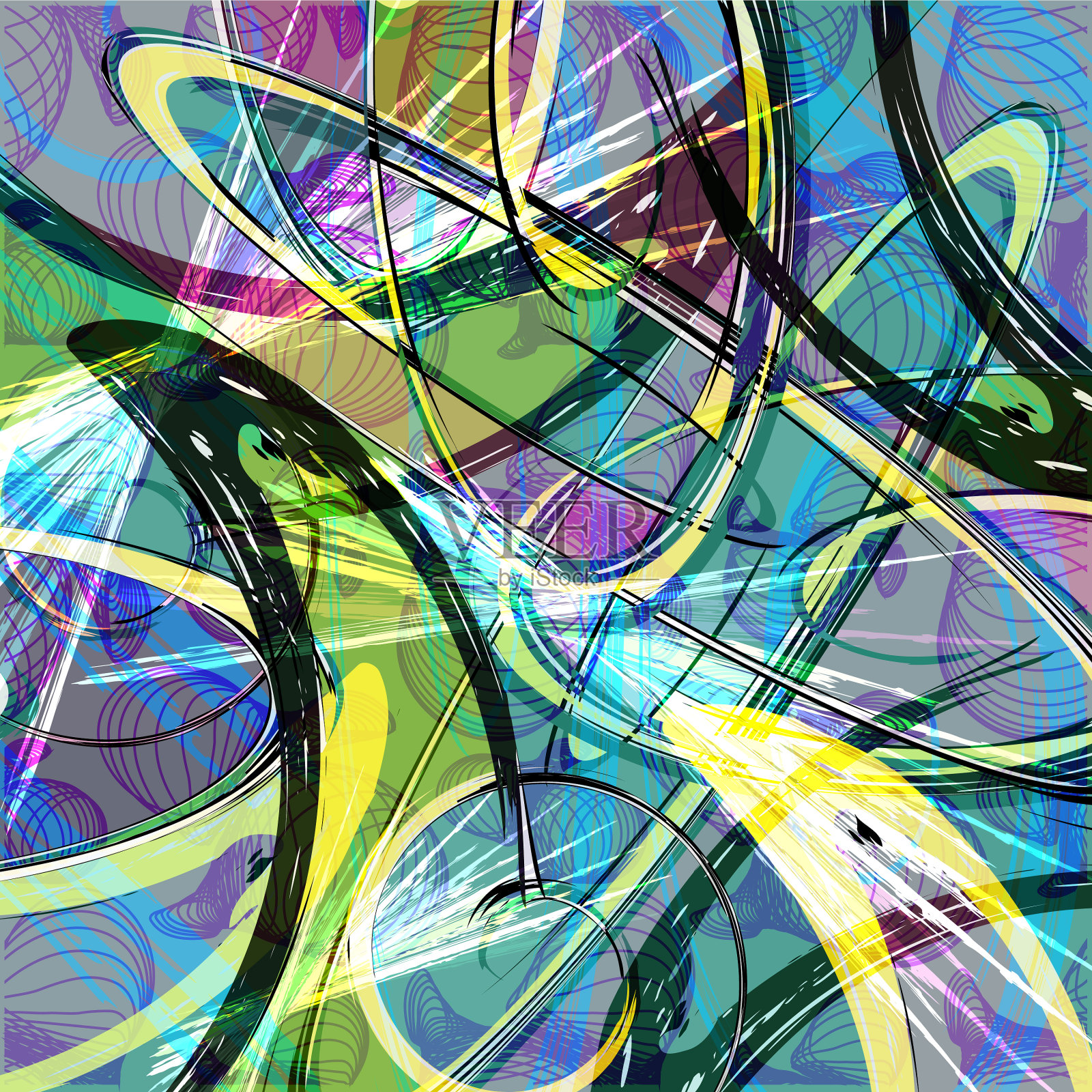 色彩抽象的民族无缝图案涂鸦插画图片素材