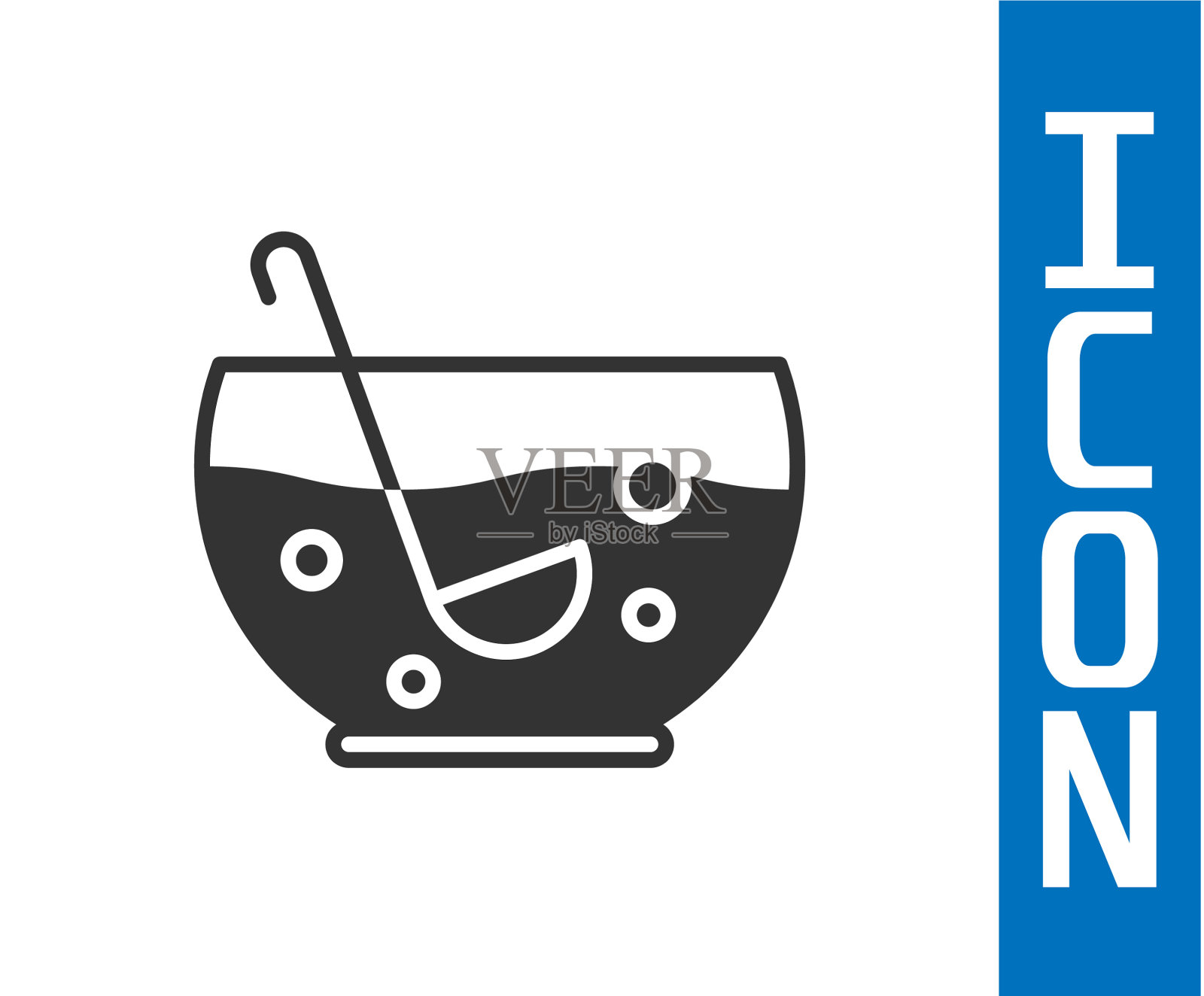 灰色混合潘趣酒与新鲜水果碗图标插画图片素材