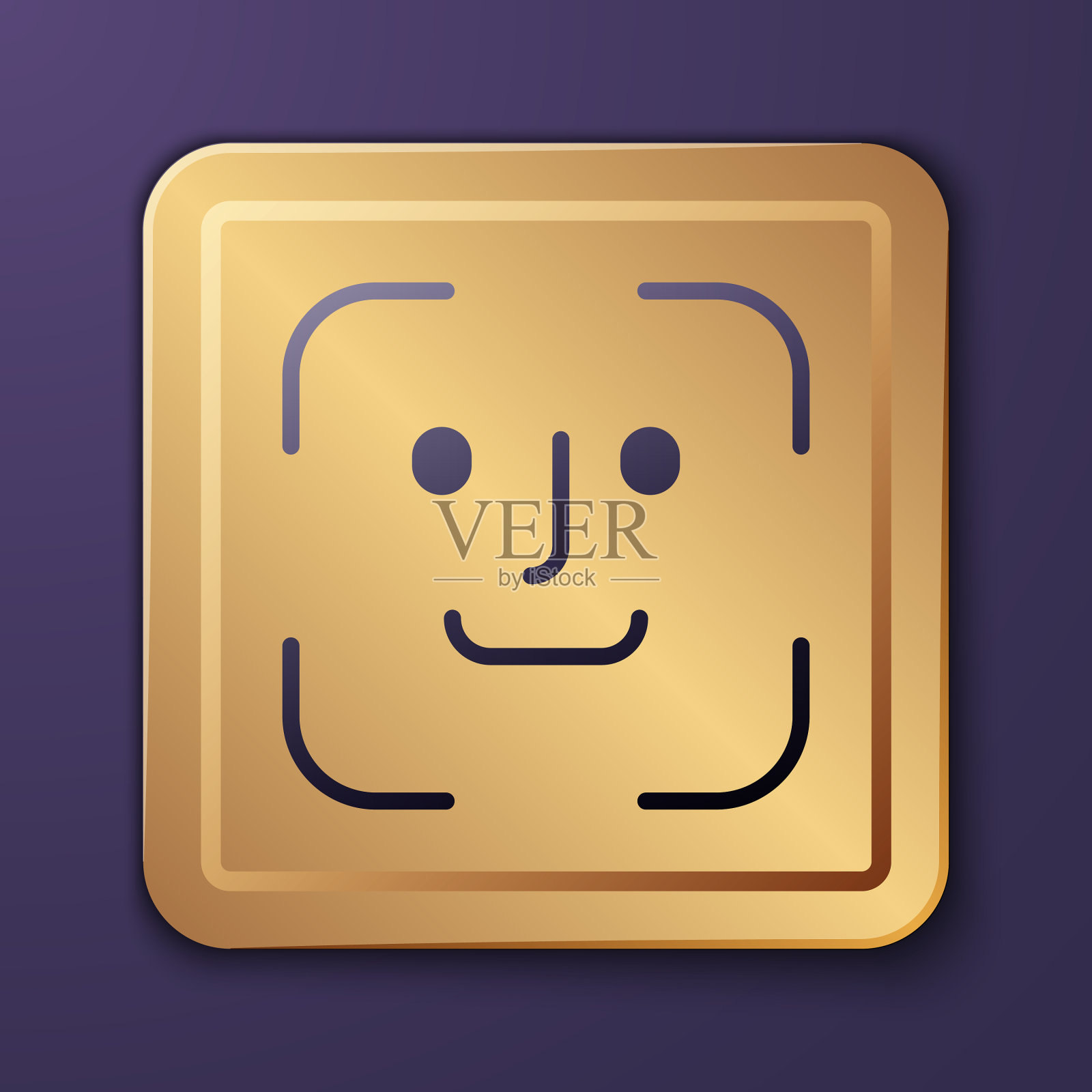 紫色人脸识别图标孤立紫色图标素材