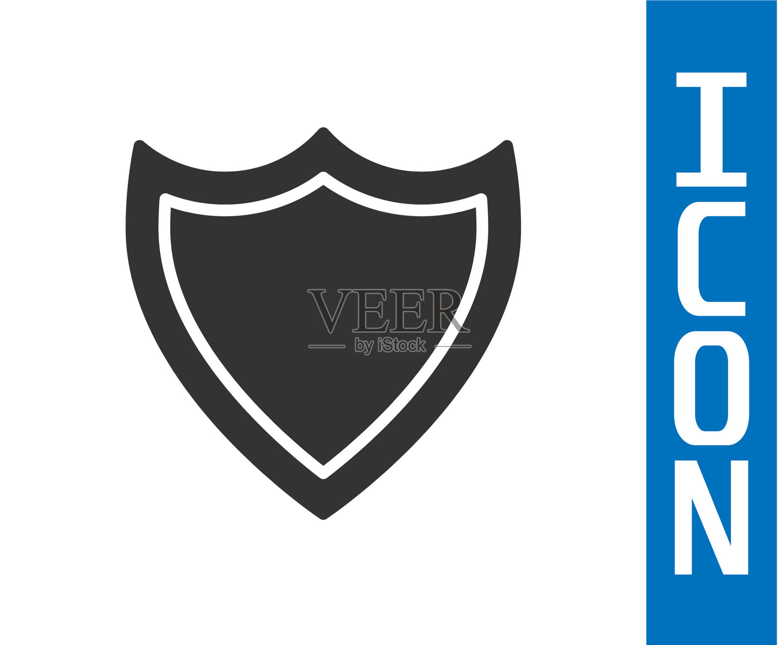 灰色盾牌图标孤立在白色背景插画图片素材