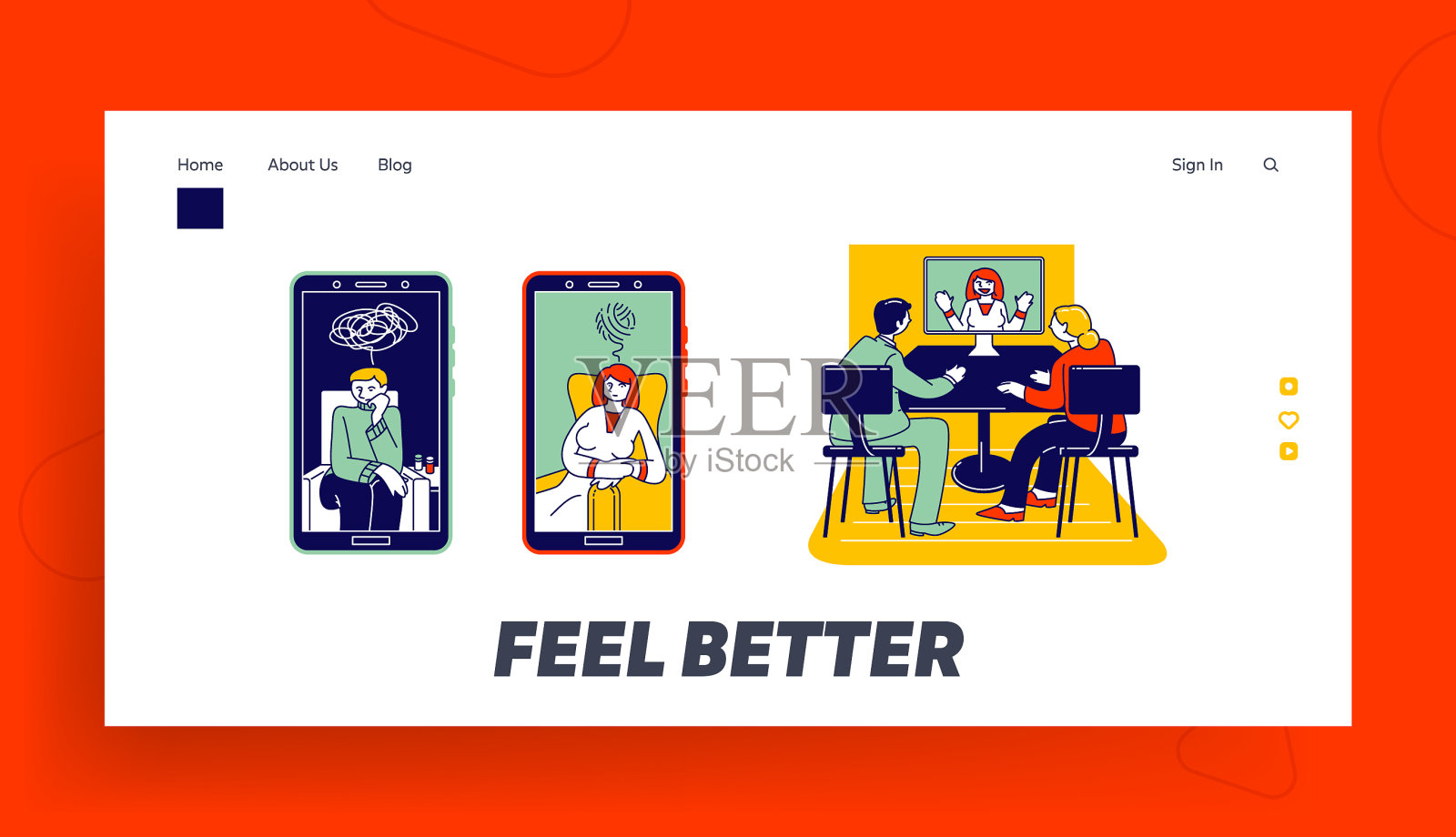 夫妻咨询心理学家在线网站插画图片素材