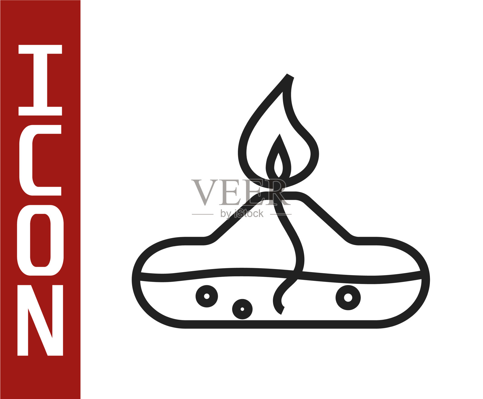 黑线酒精或酒精燃烧器图标孤立插画图片素材