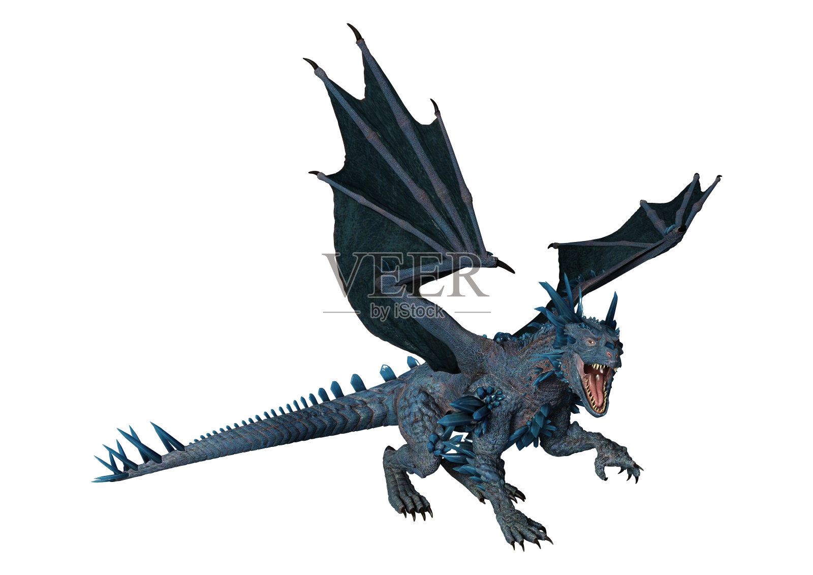 3D插图幻想龙在白色照片摄影图片
