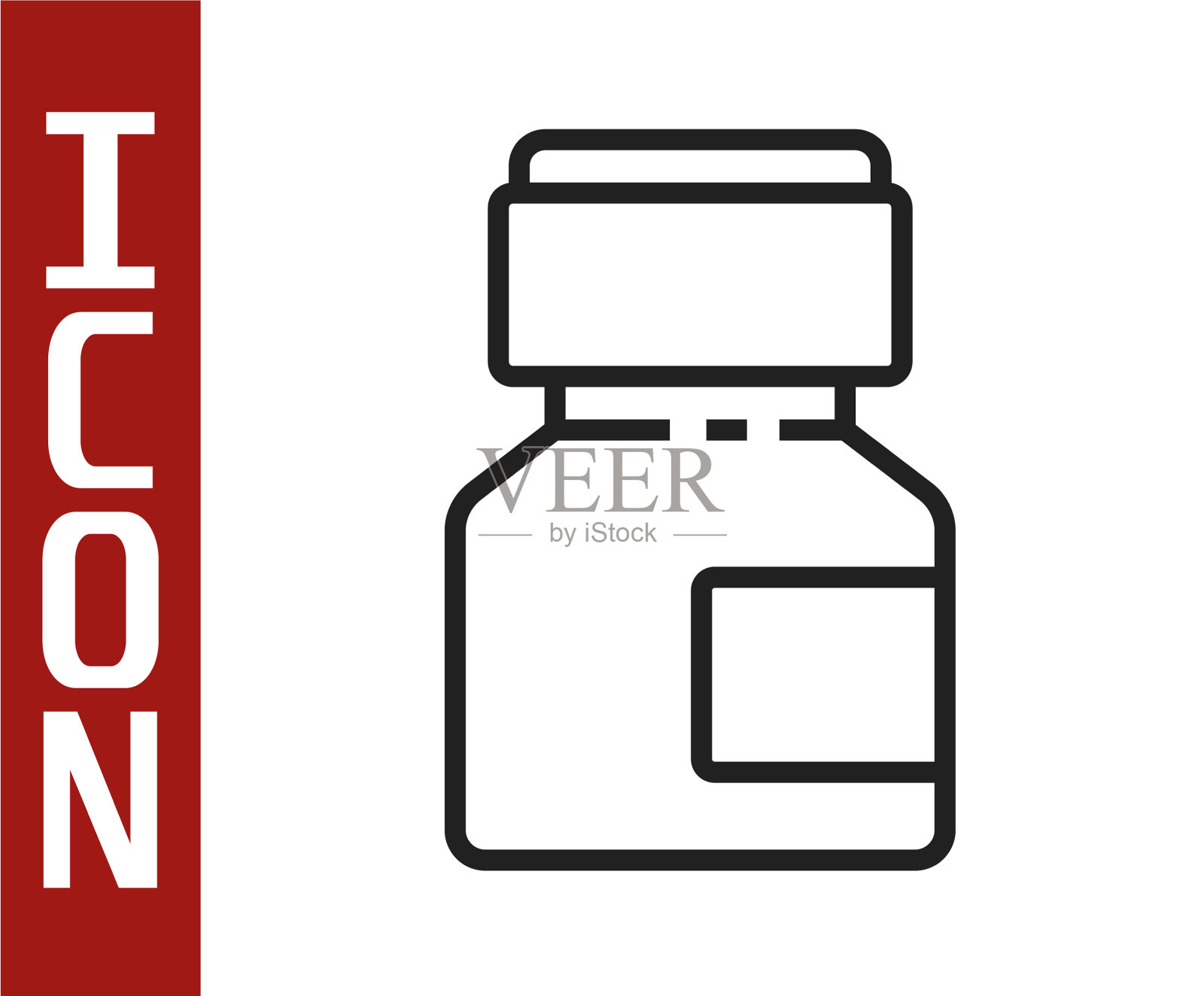 水粉罐上的黑色线条颜料染图标孤立图标素材