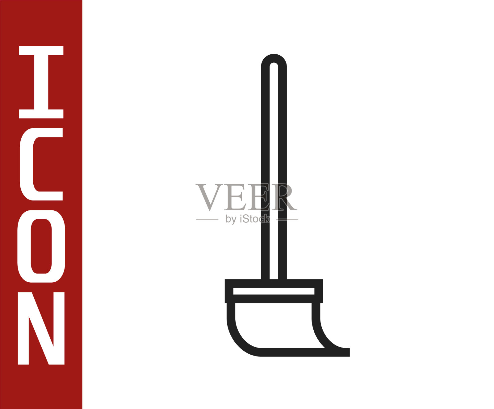 黑色线条拖把图标孤立在白色背景上插画图片素材