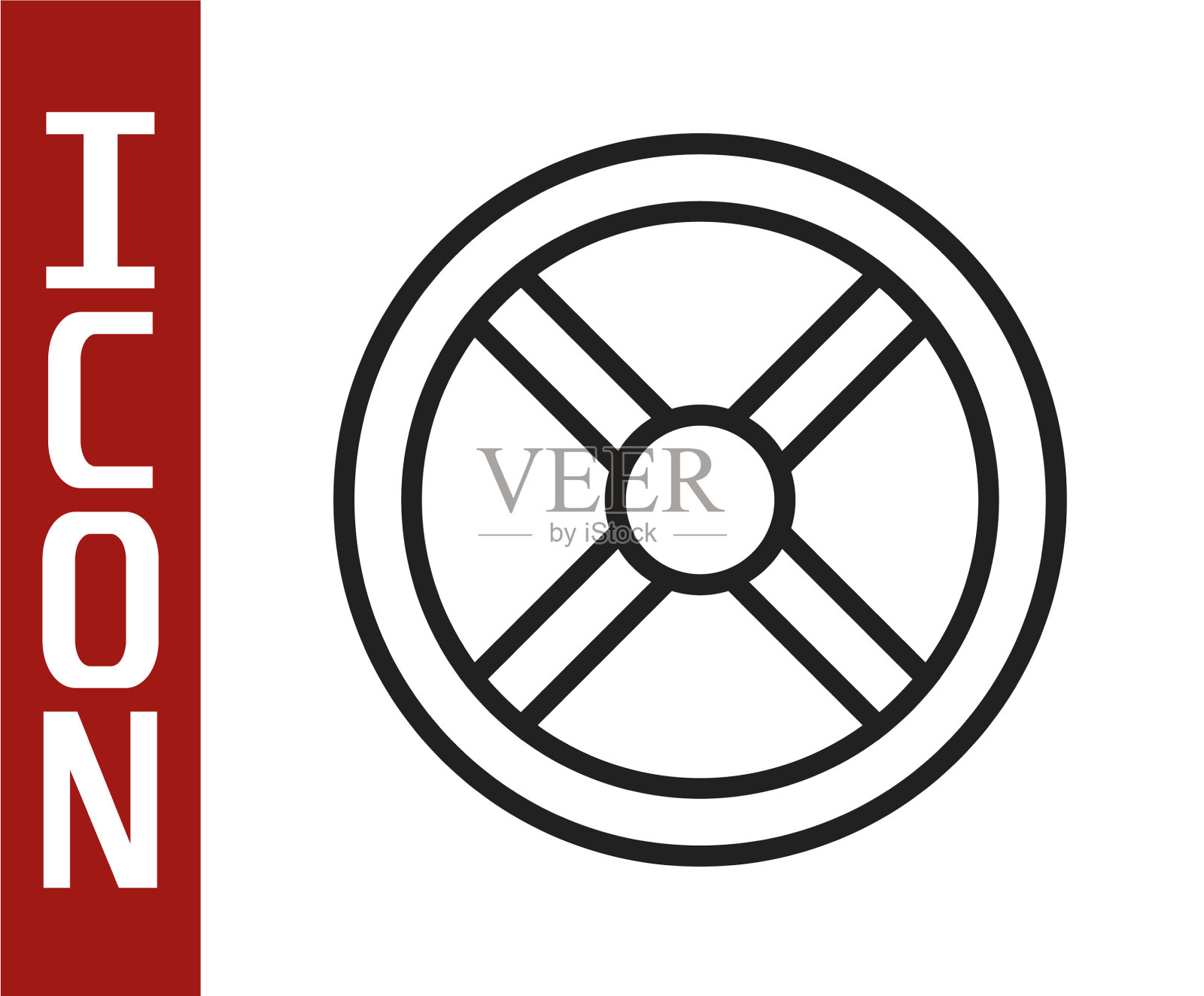 黑线工业阀门图标隔离在白色上插画图片素材