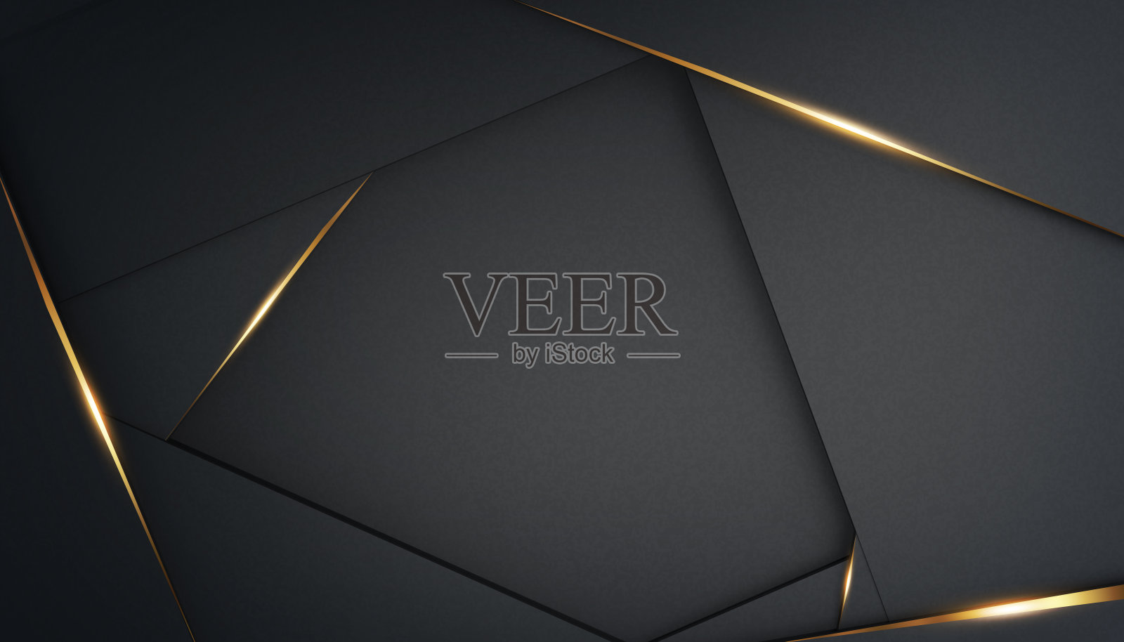 金色点缀奢华多边形黑色抽象背景banner设计照片摄影图片