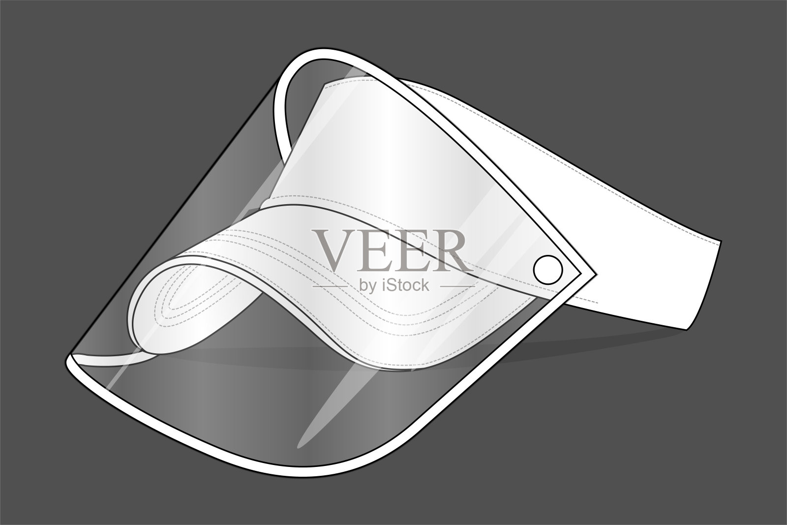 白色遮阳帽帽与塑料透明面盾为模板矢量。插画图片素材