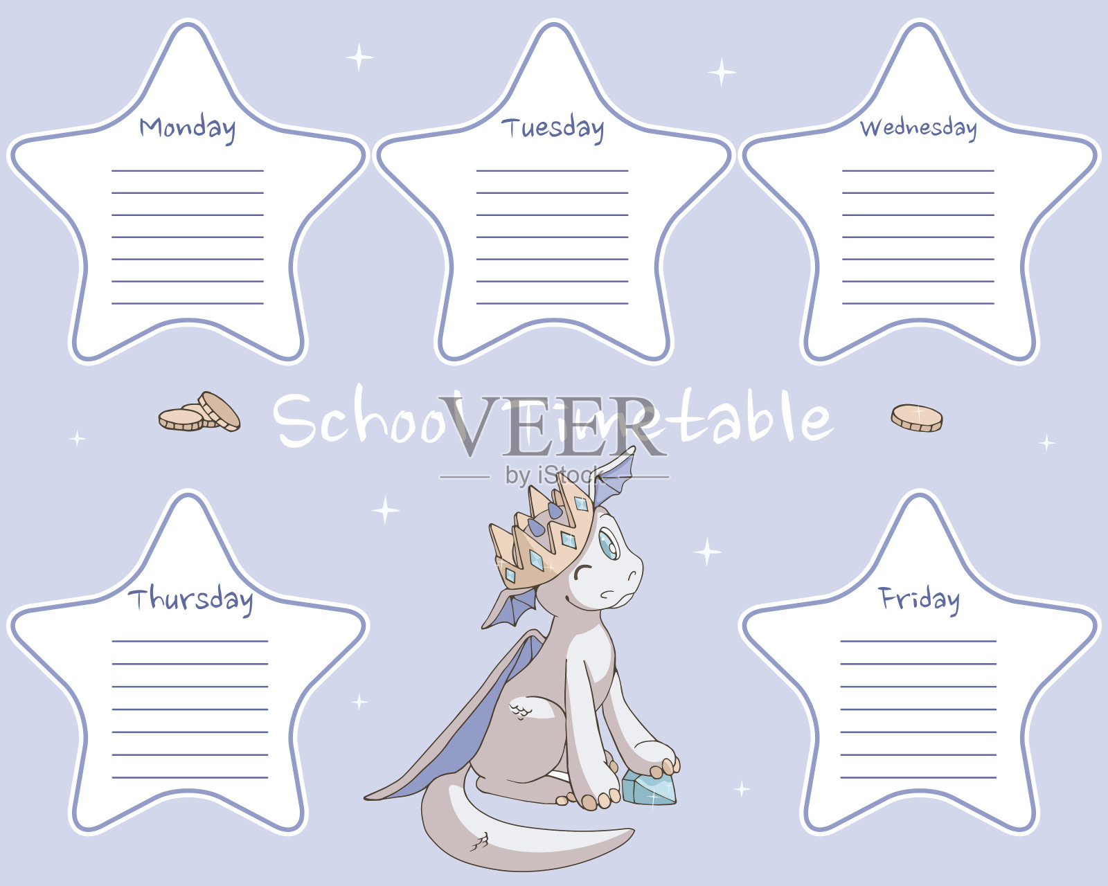 学校的时间表。龙插画图片素材