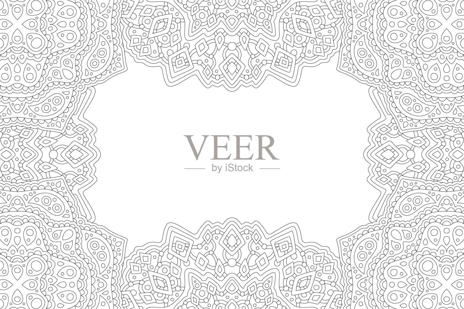 艺术成人着色书与矩形边框插画图片素材